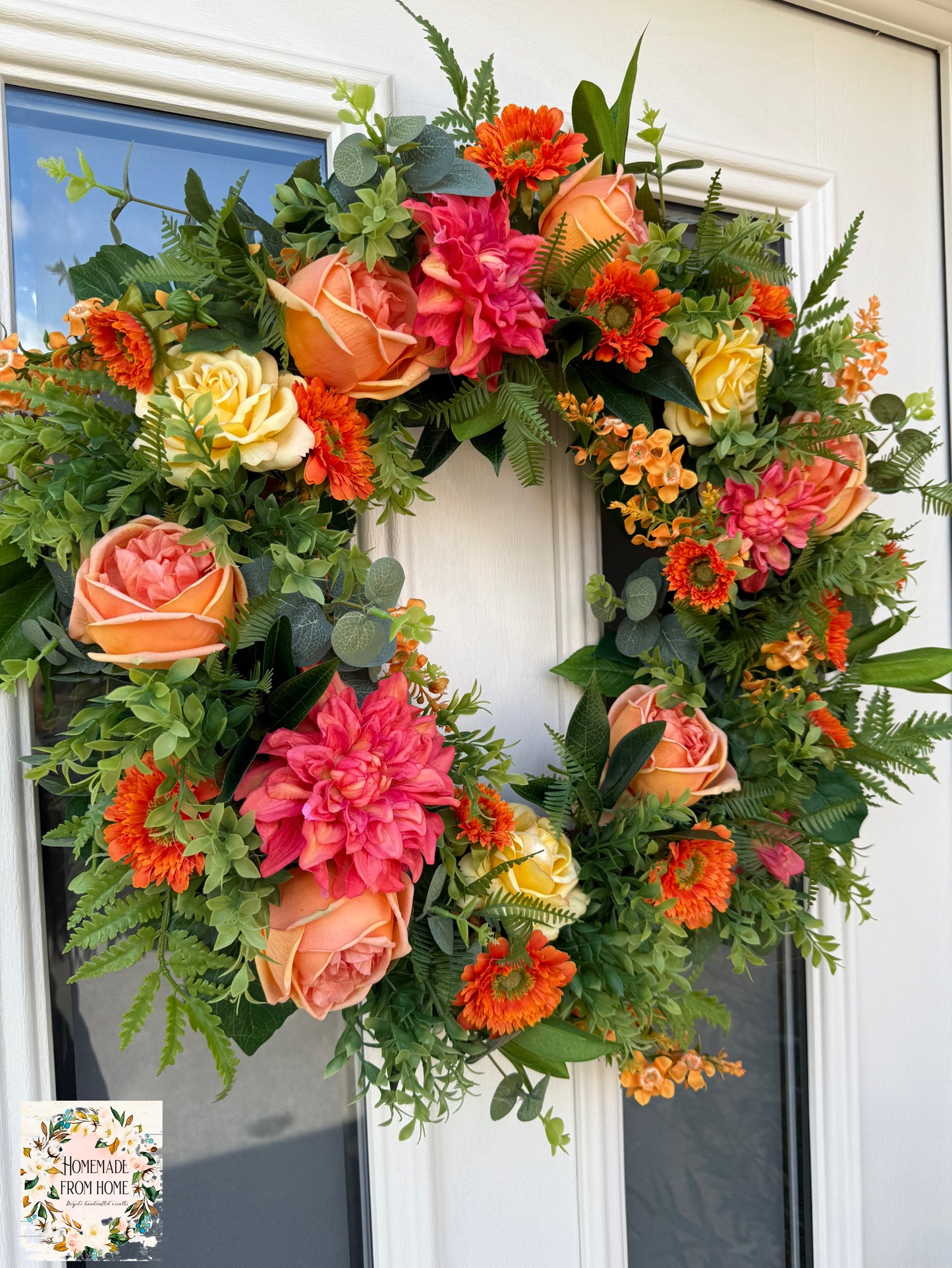 Dahlia and rose wreath