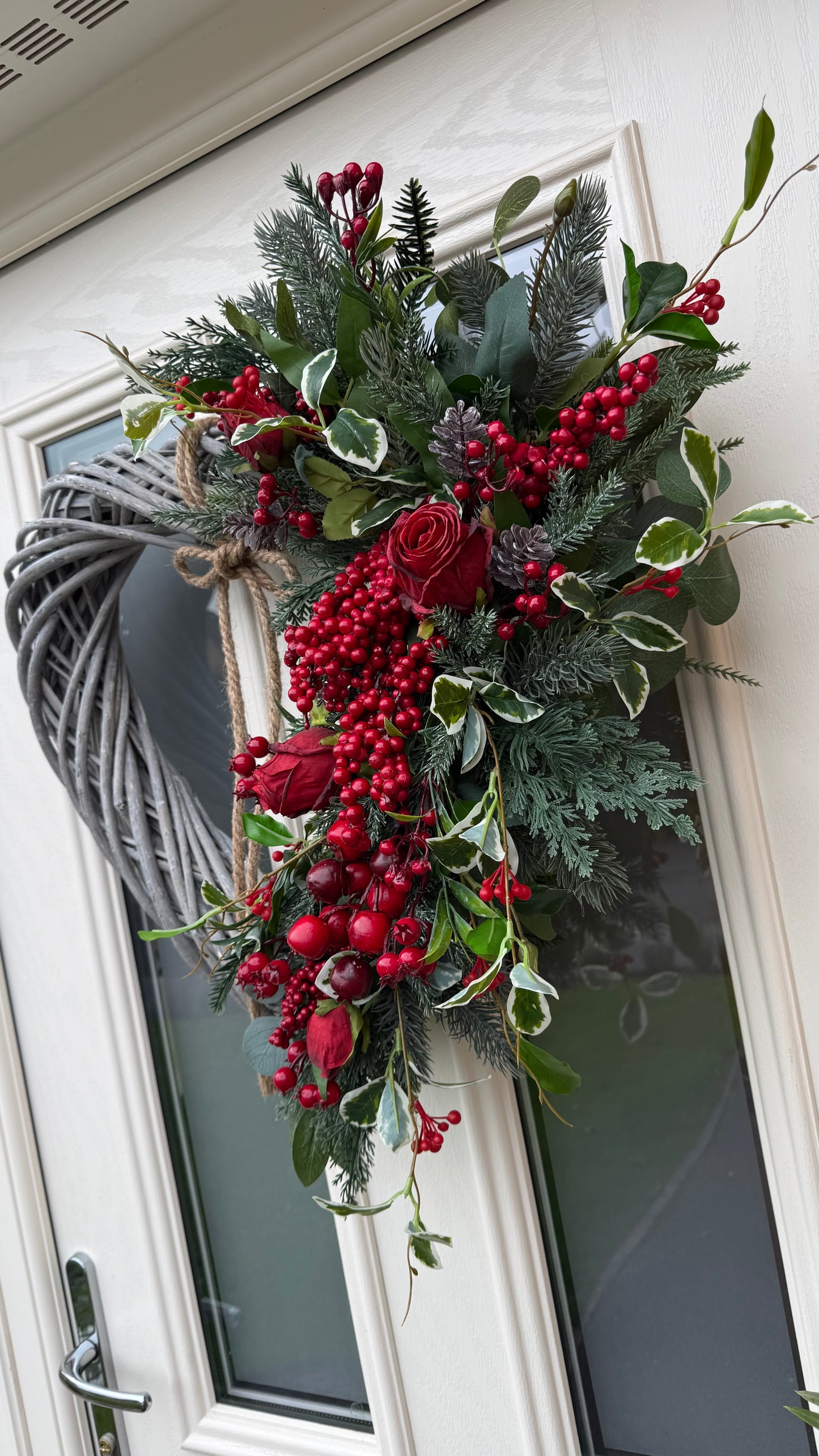 Enchanted rose and berry xl wicker heart wreath