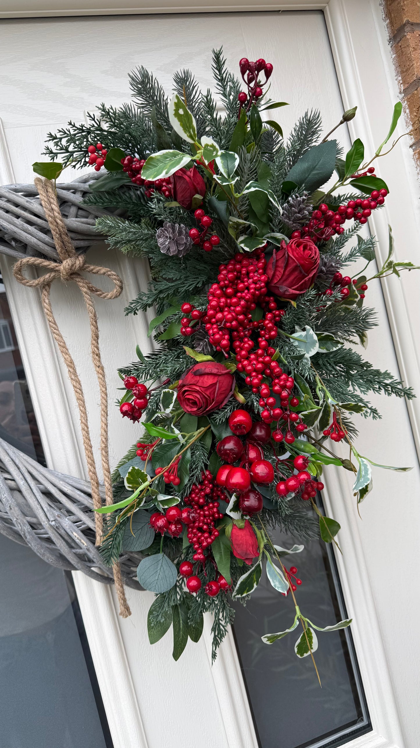Enchanted rose and berry xl wicker heart wreath