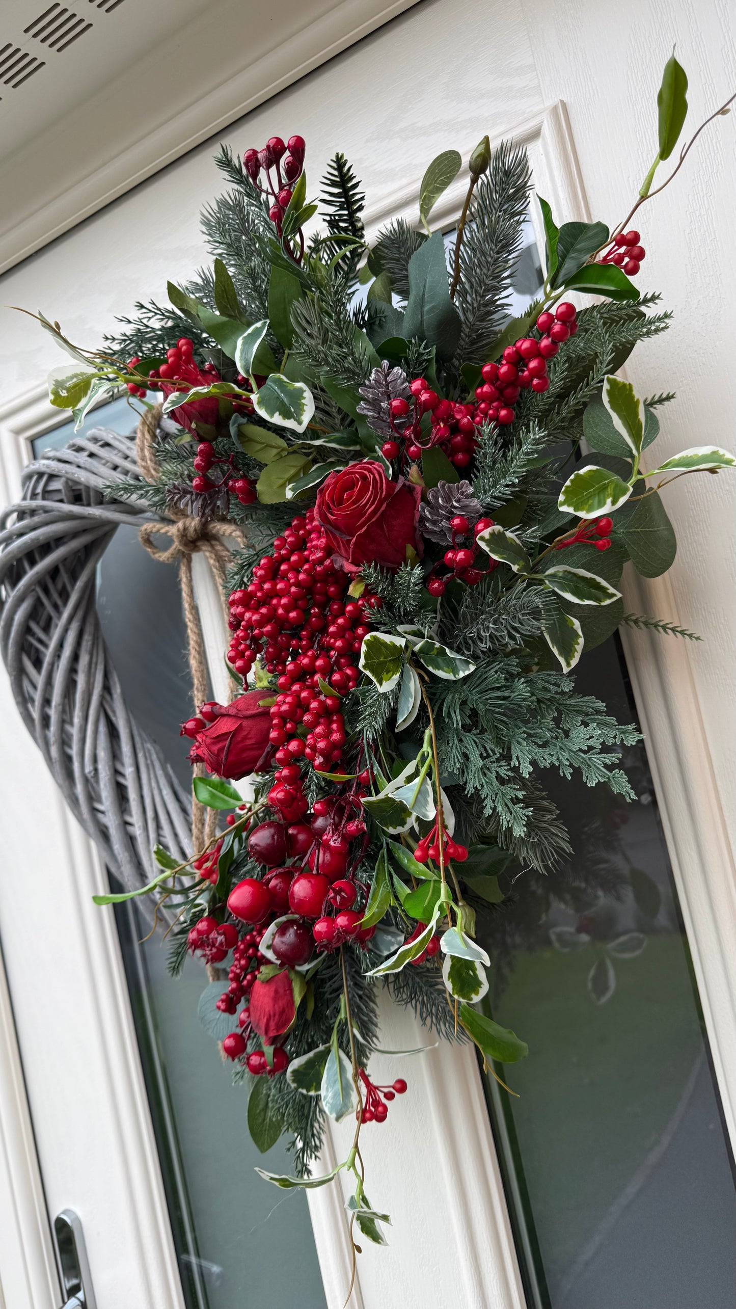 Enchanted rose and berry xl wicker heart wreath