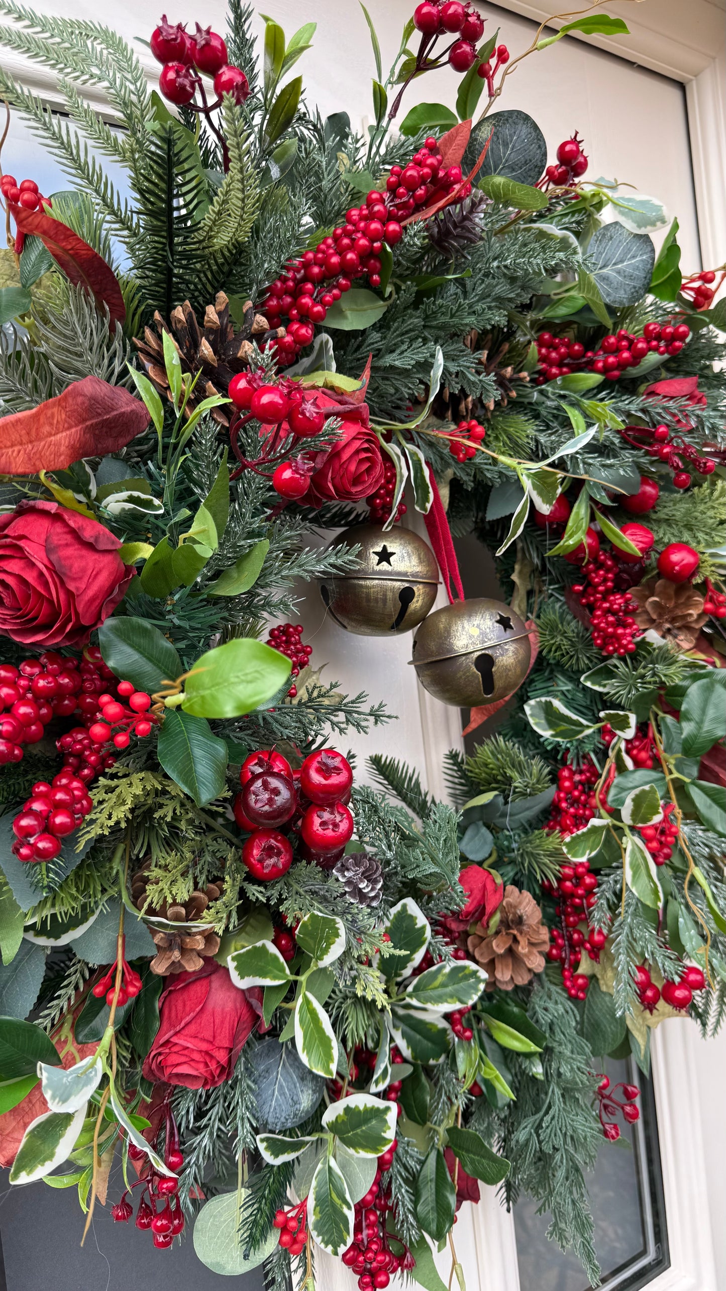 Enchanted rose and berry Christmas wreath
