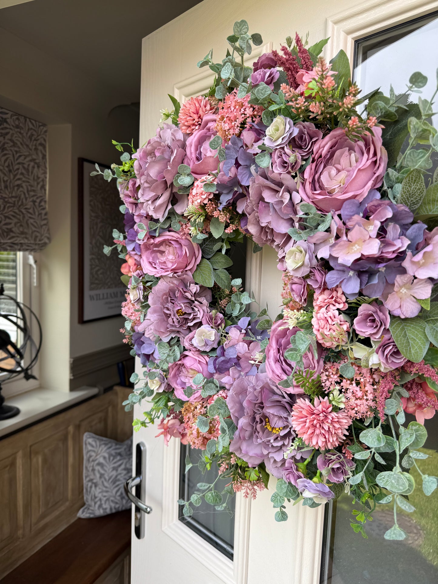 Mauve and blush hydrangea wreath