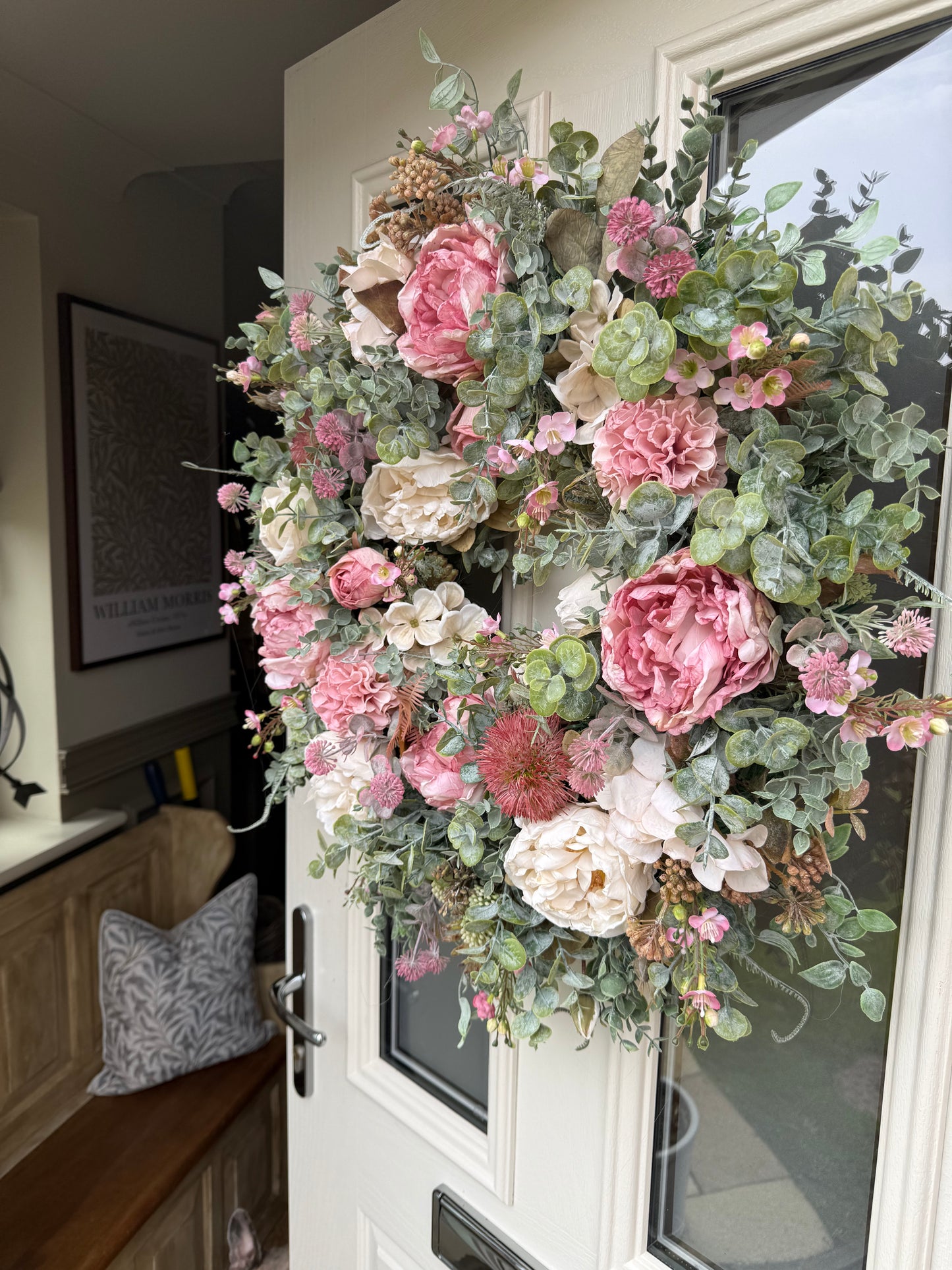 Cottage peony wreath ready to send