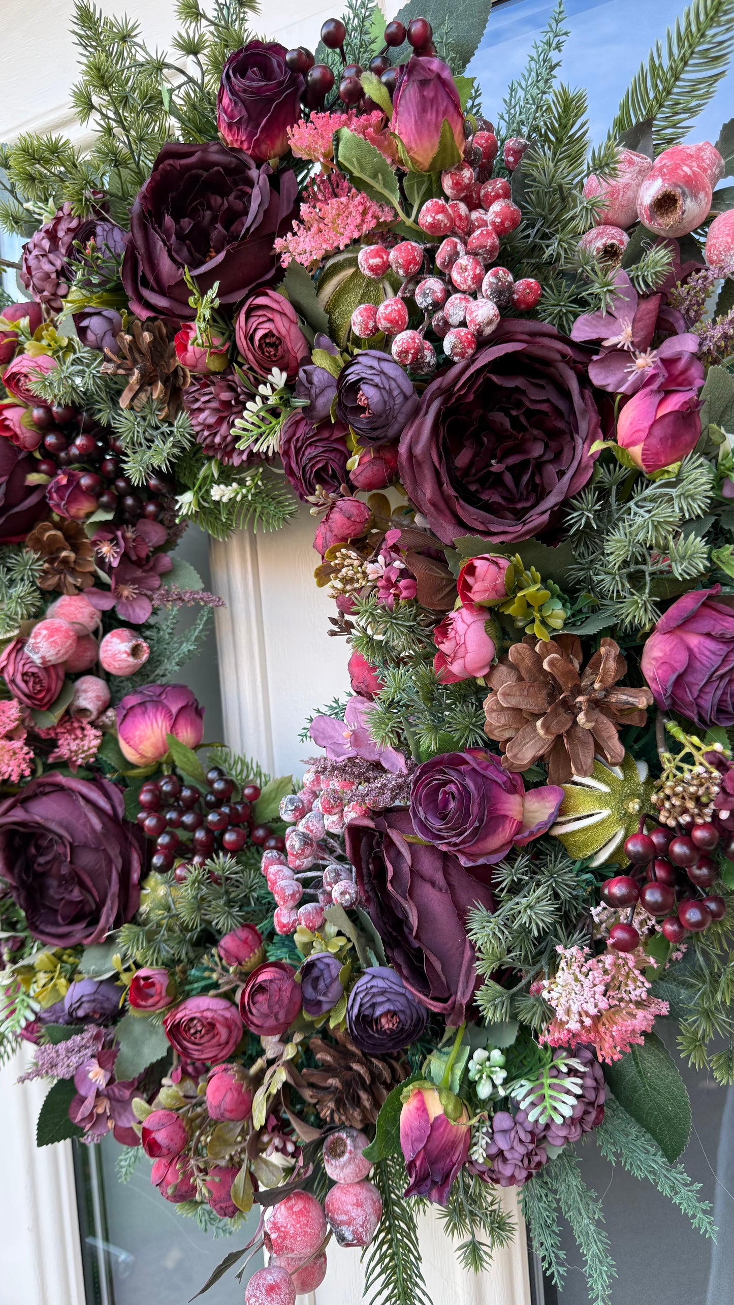 Burgundy berry winter wreath