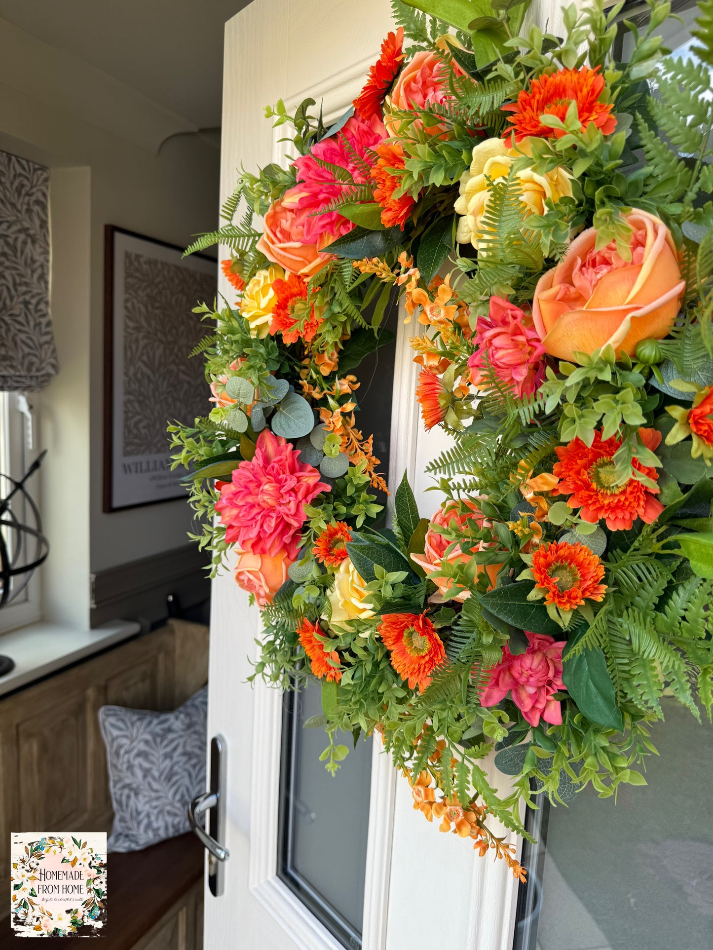 Dahlia and rose wreath