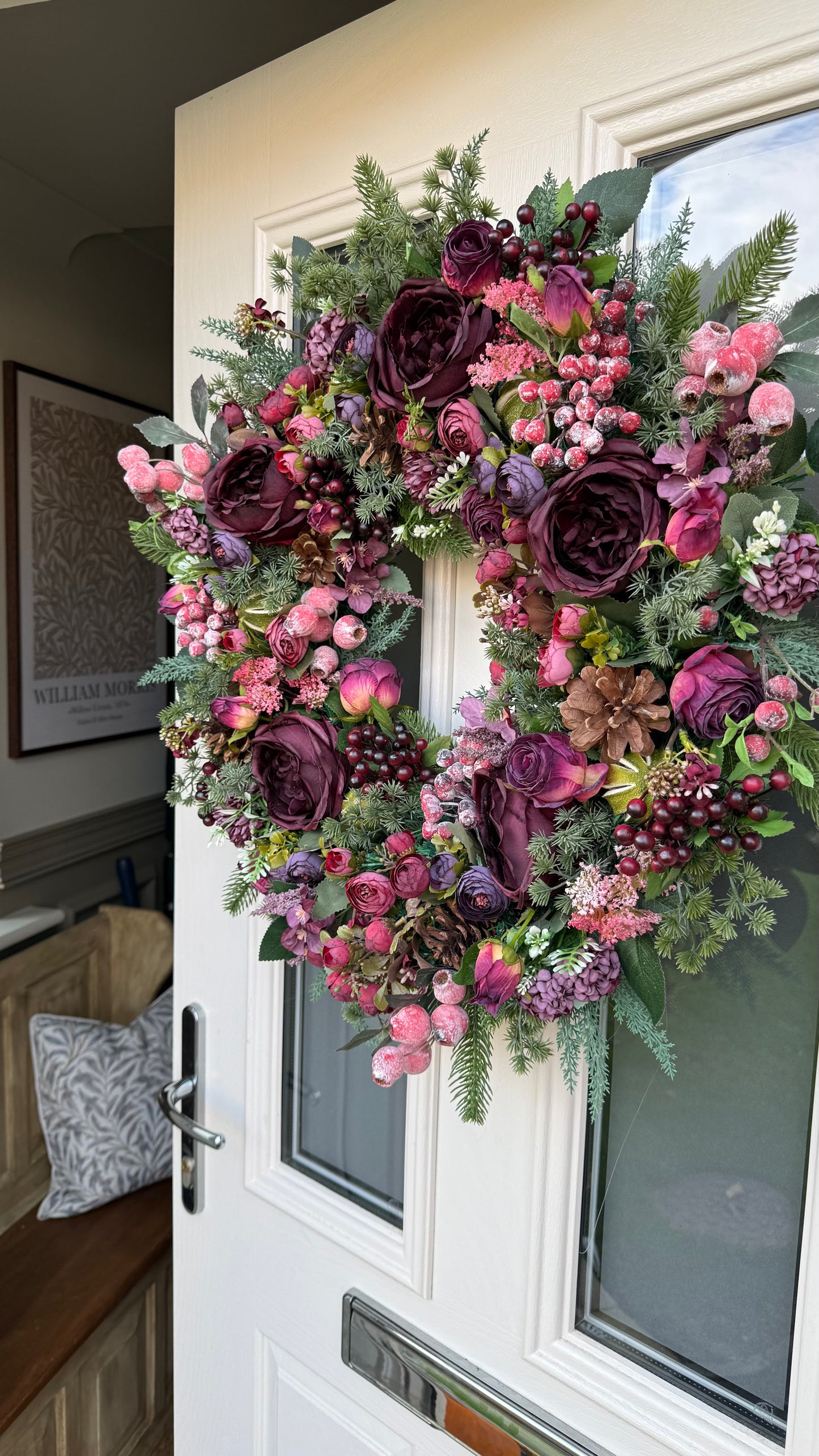 Burgundy berry winter wreath