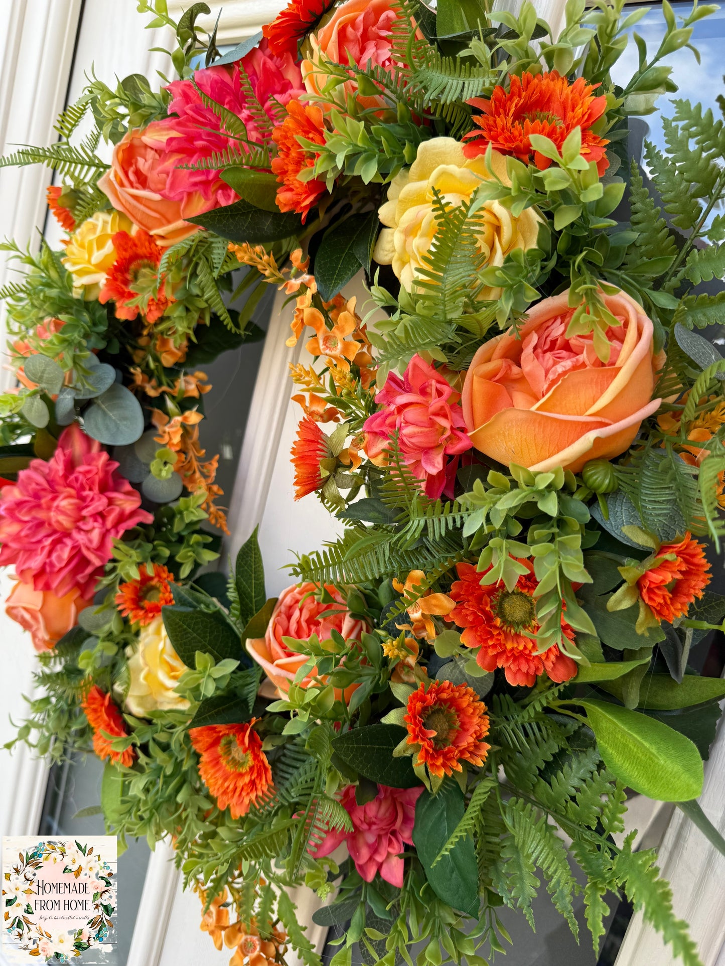 Dahlia and rose wreath