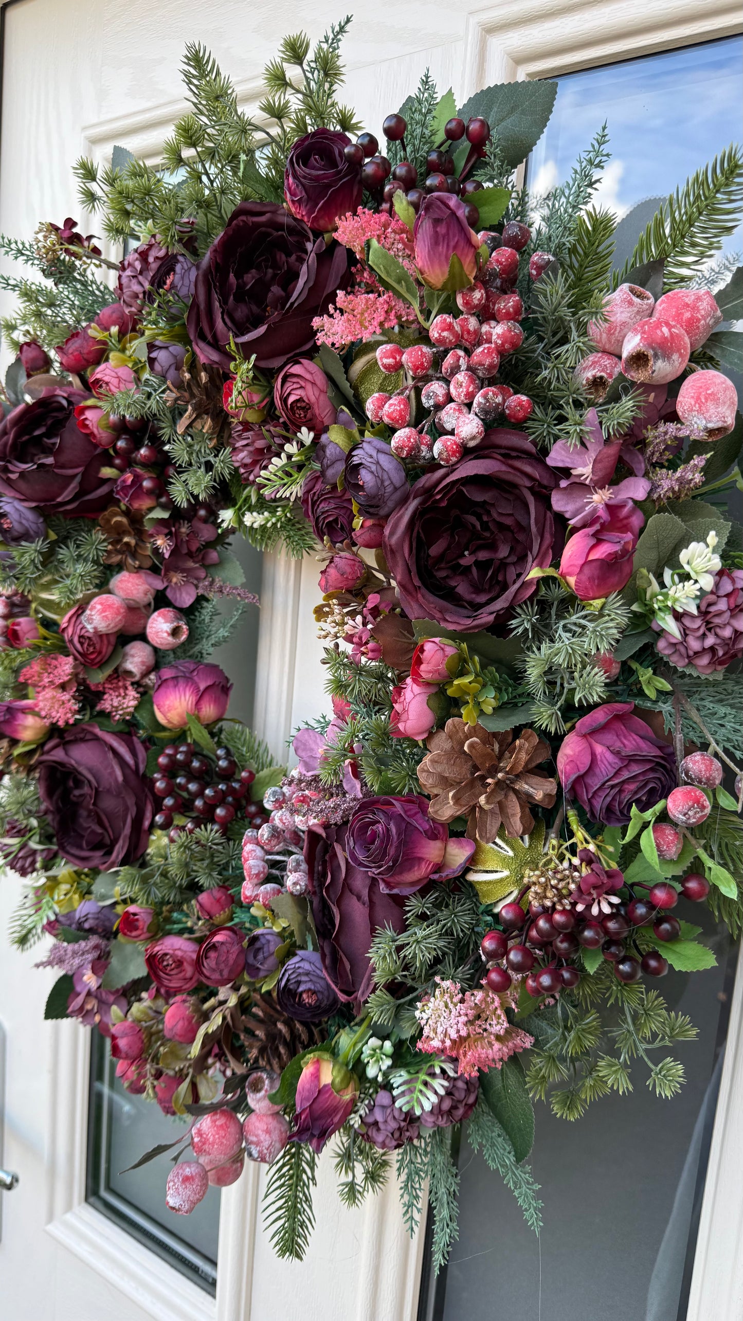 Burgundy berry winter wreath