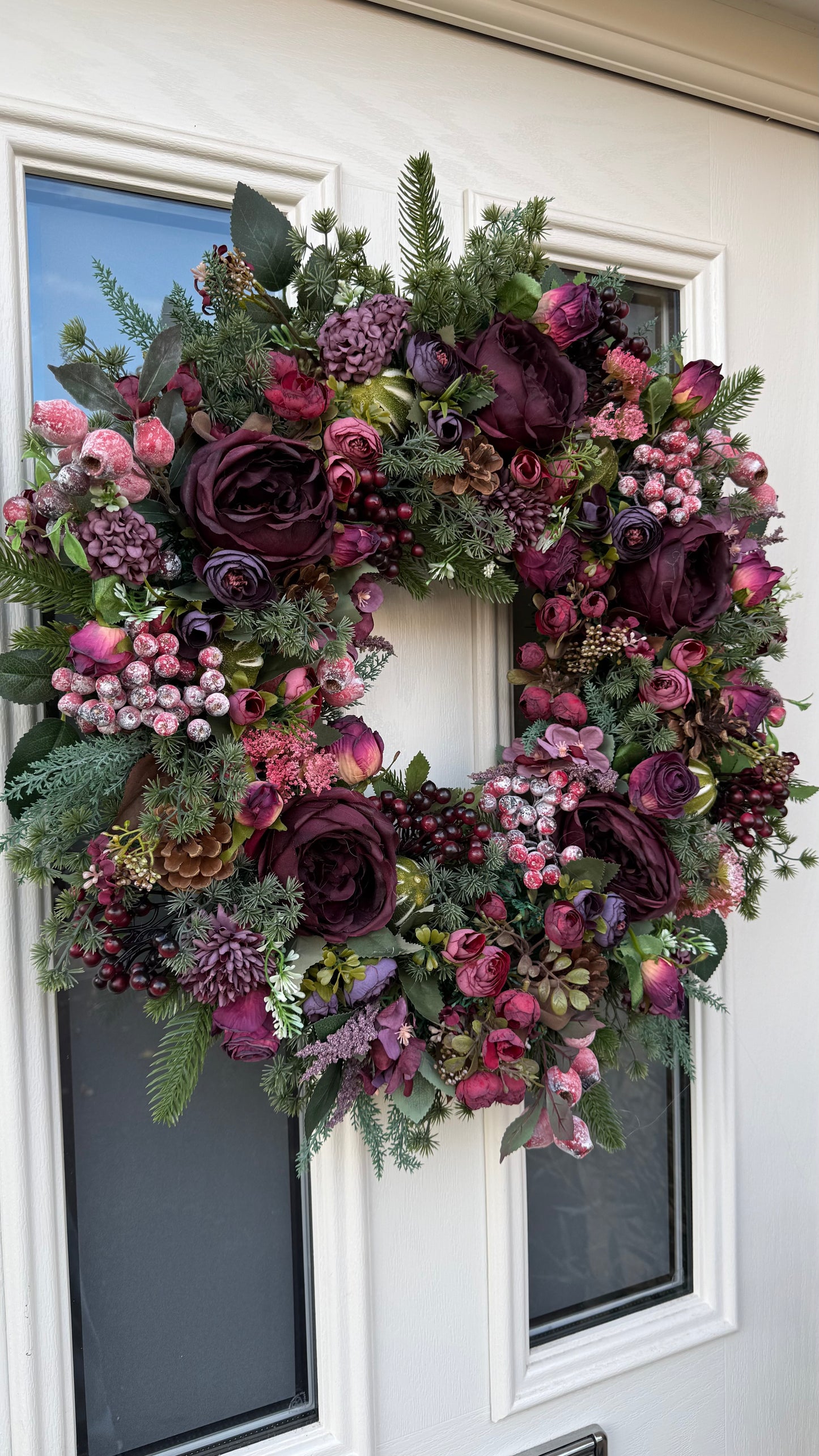 Burgundy berry winter wreath