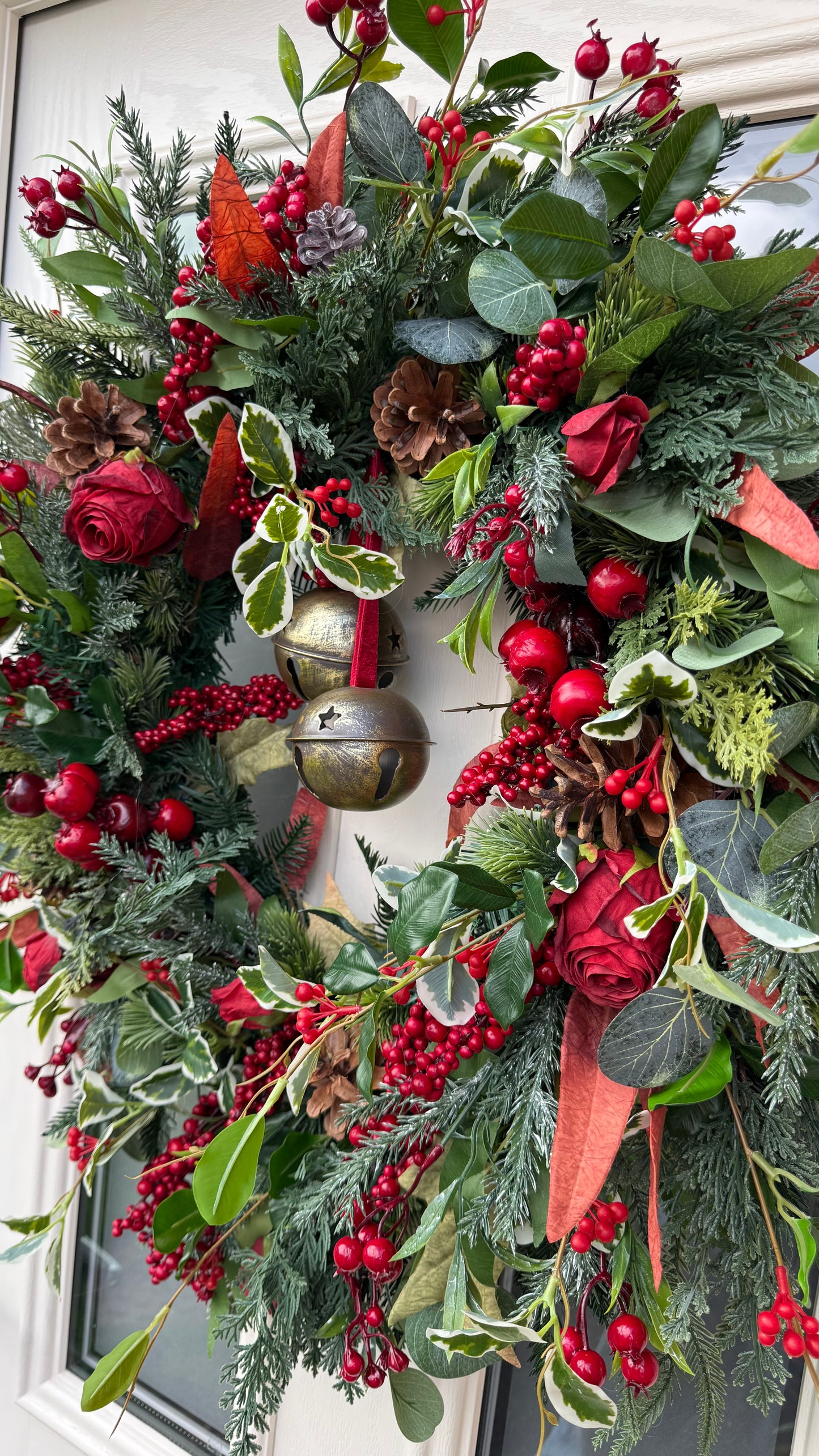 Enchanted rose and berry Christmas wreath