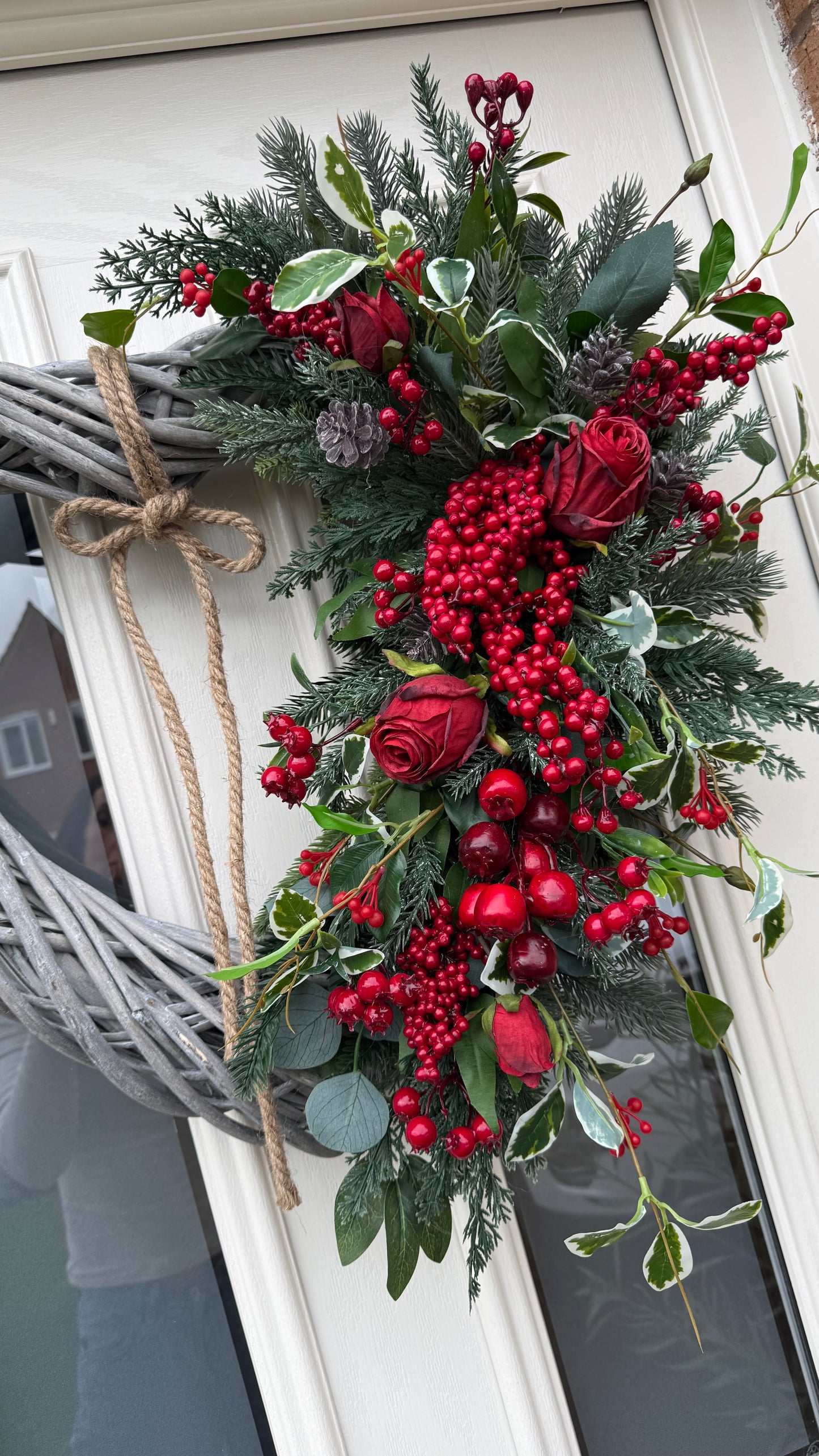 Enchanted rose and berry xl wicker heart wreath