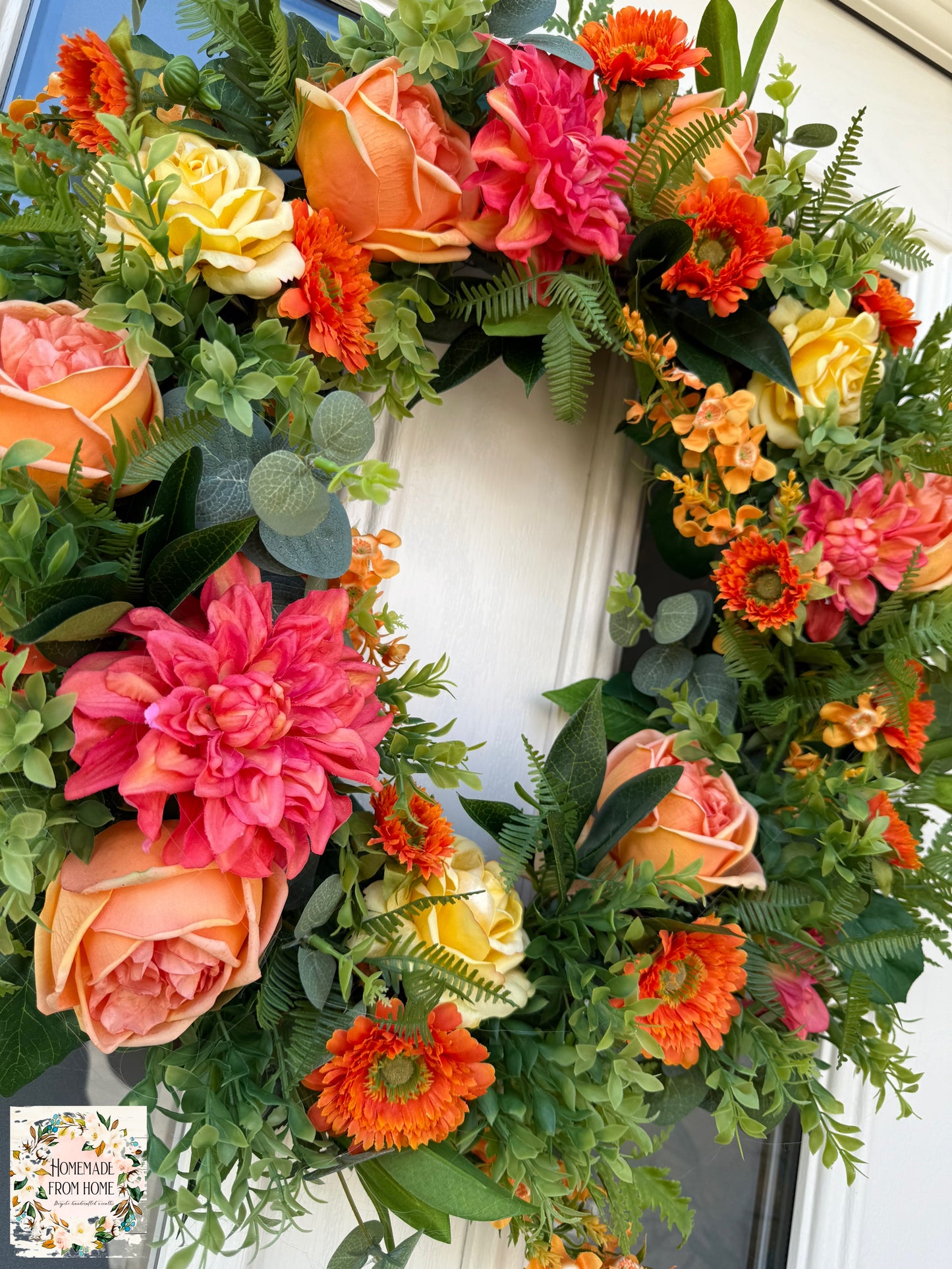 Dahlia and rose wreath