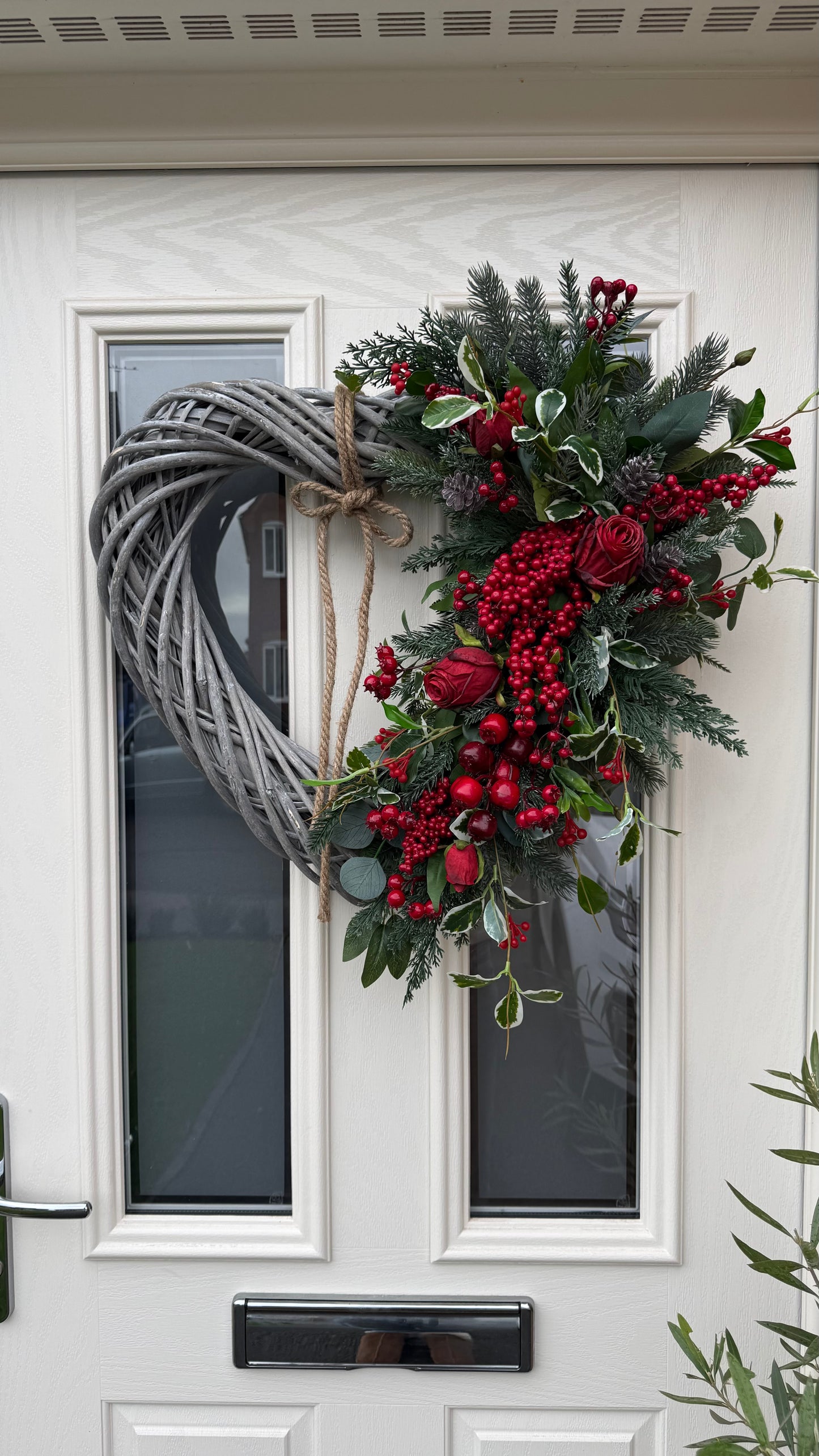 Enchanted rose and berry xl wicker heart wreath