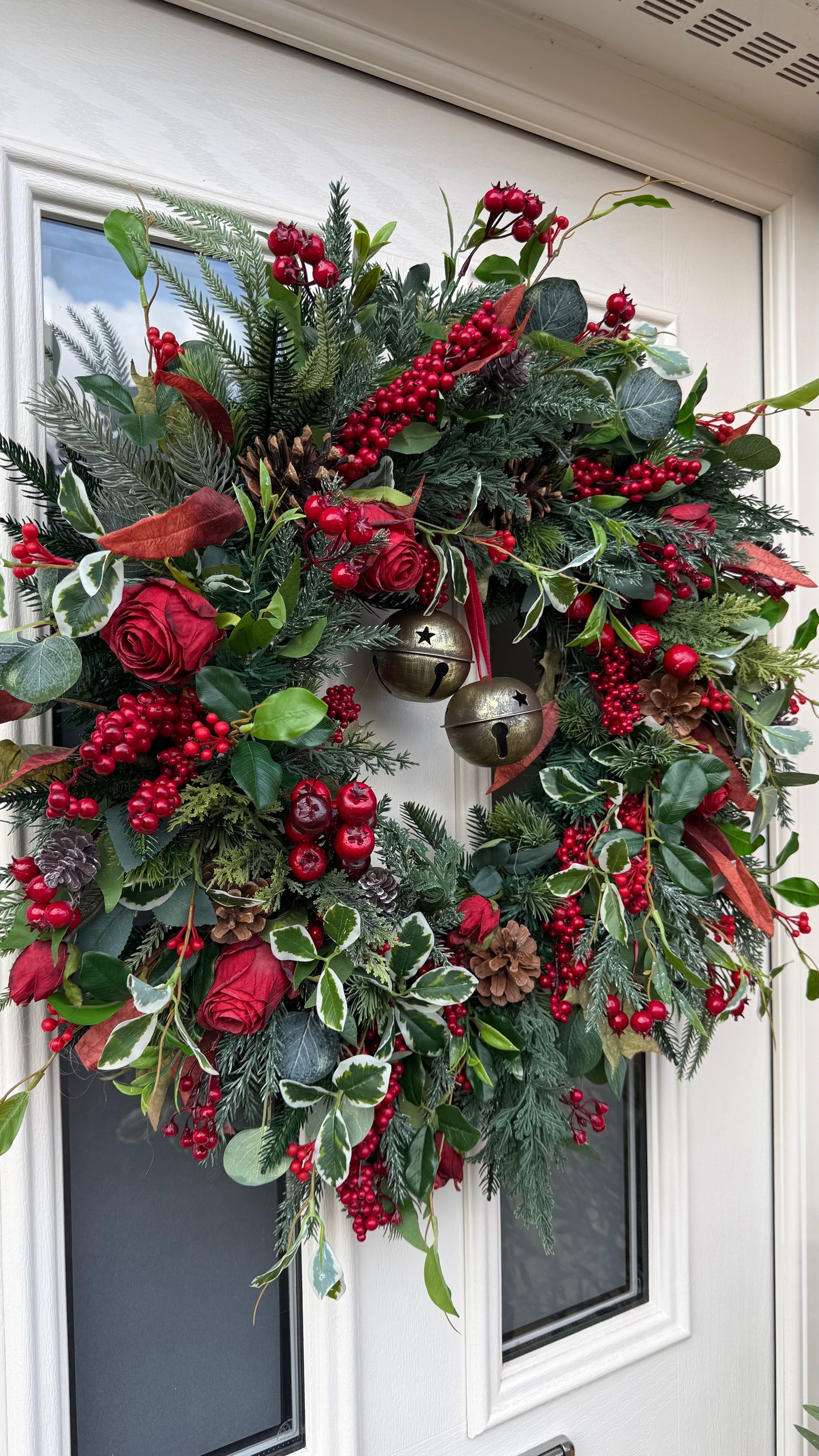 Enchanted rose and berry Christmas wreath