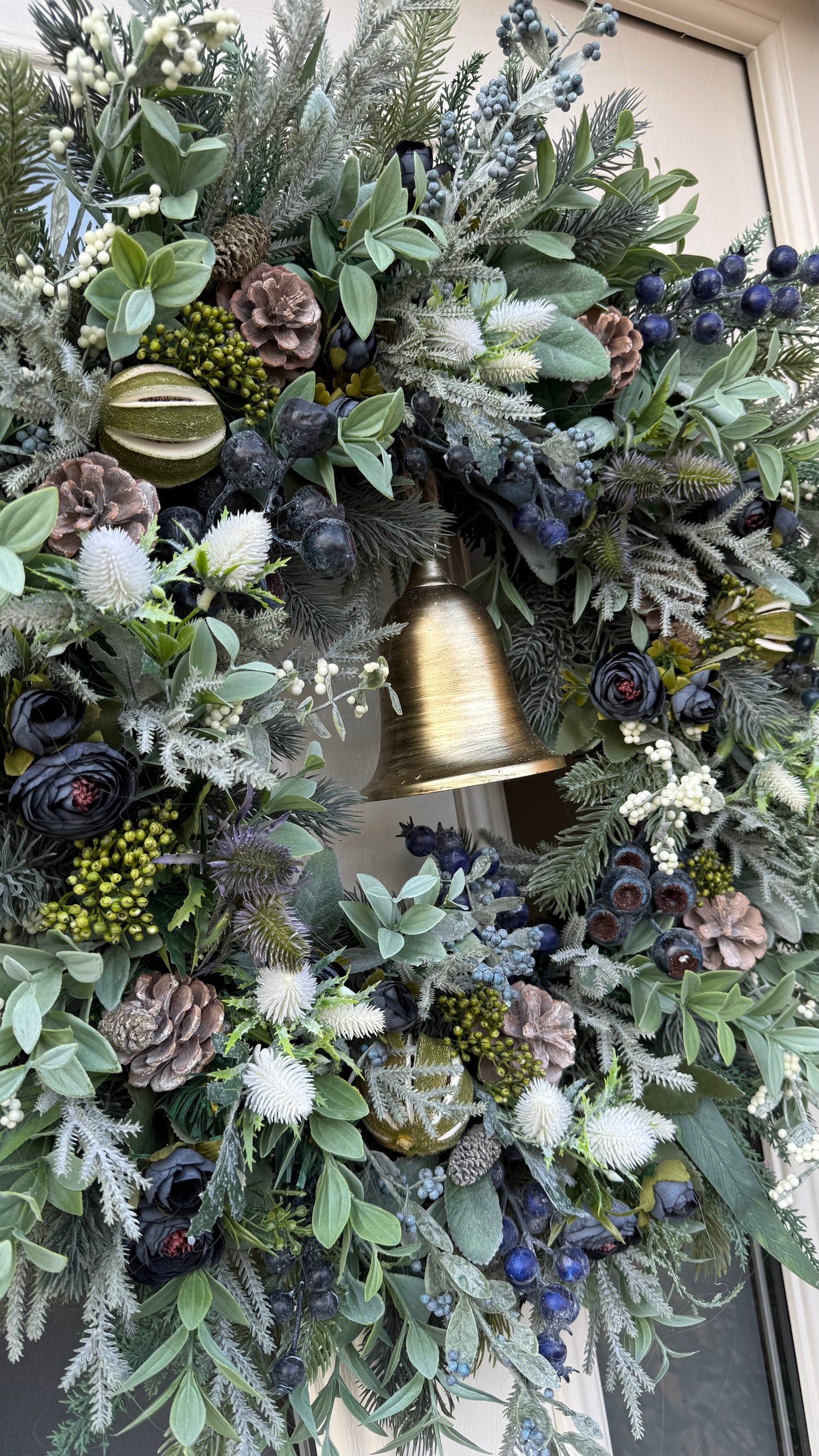 Blueberry and thistle bell wreath