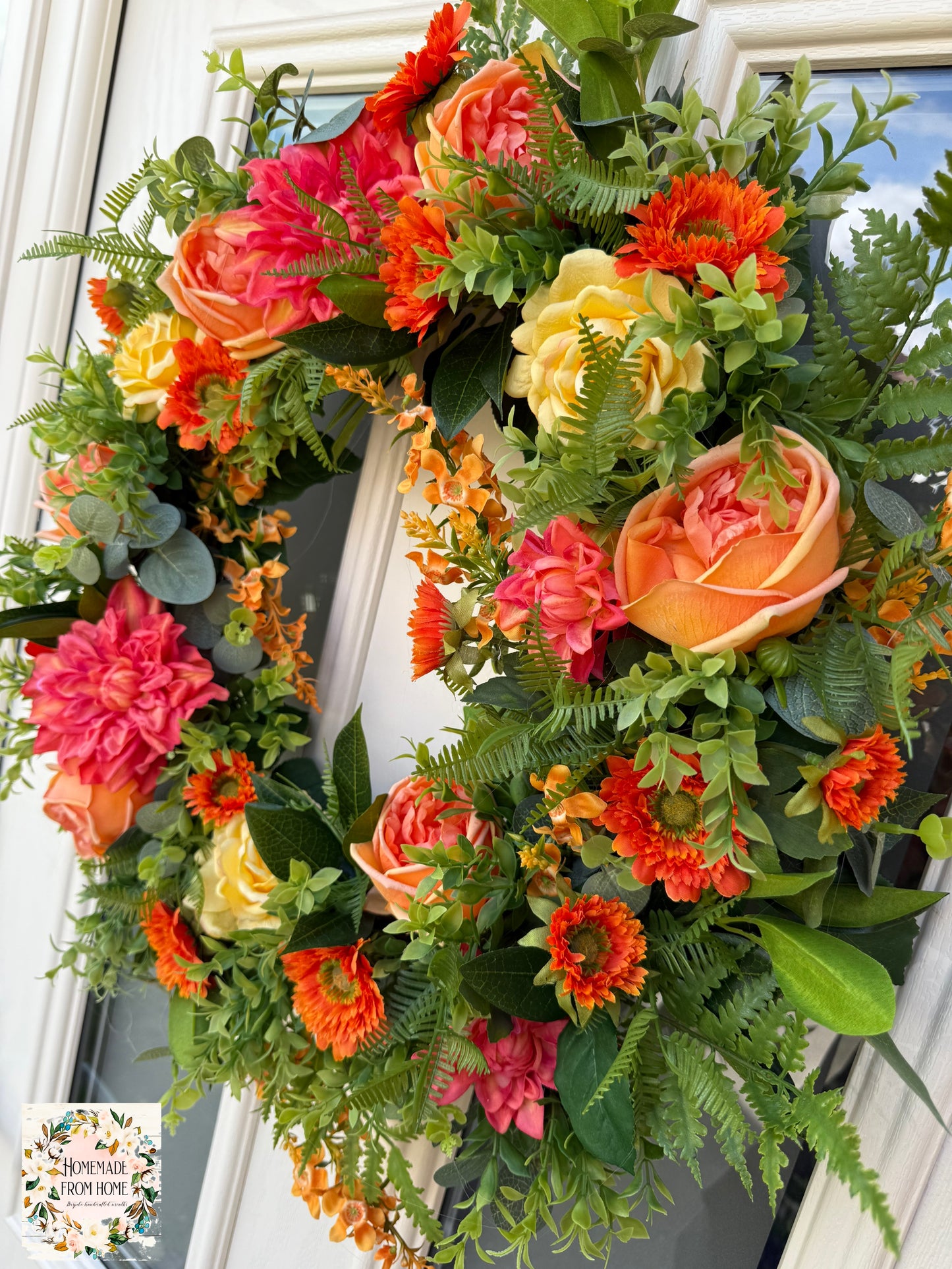 Dahlia and rose wreath