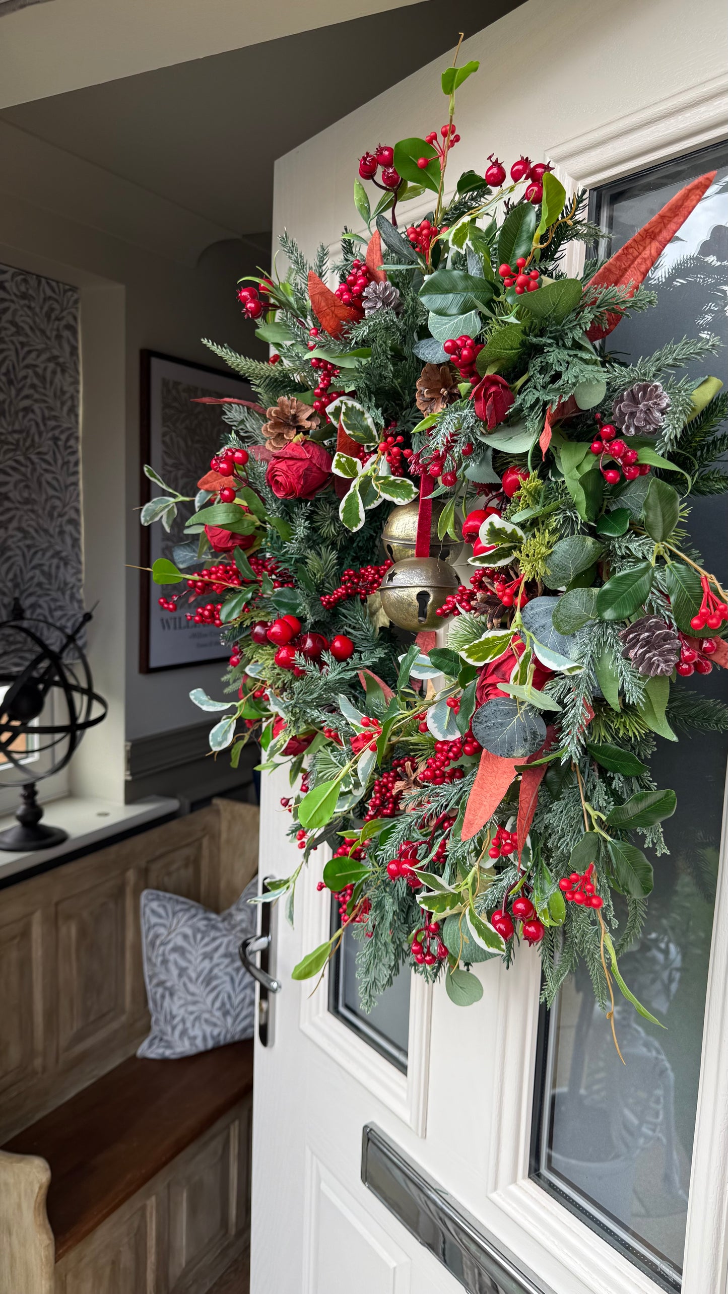 Enchanted rose and berry Christmas wreath