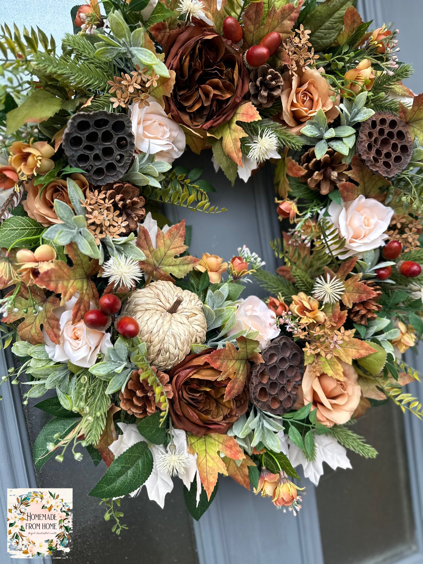 Neutral tones autumn wreath