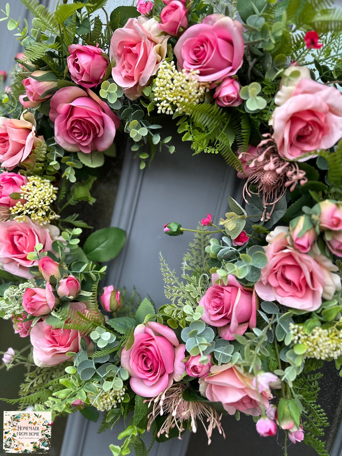 Pink rose wreath