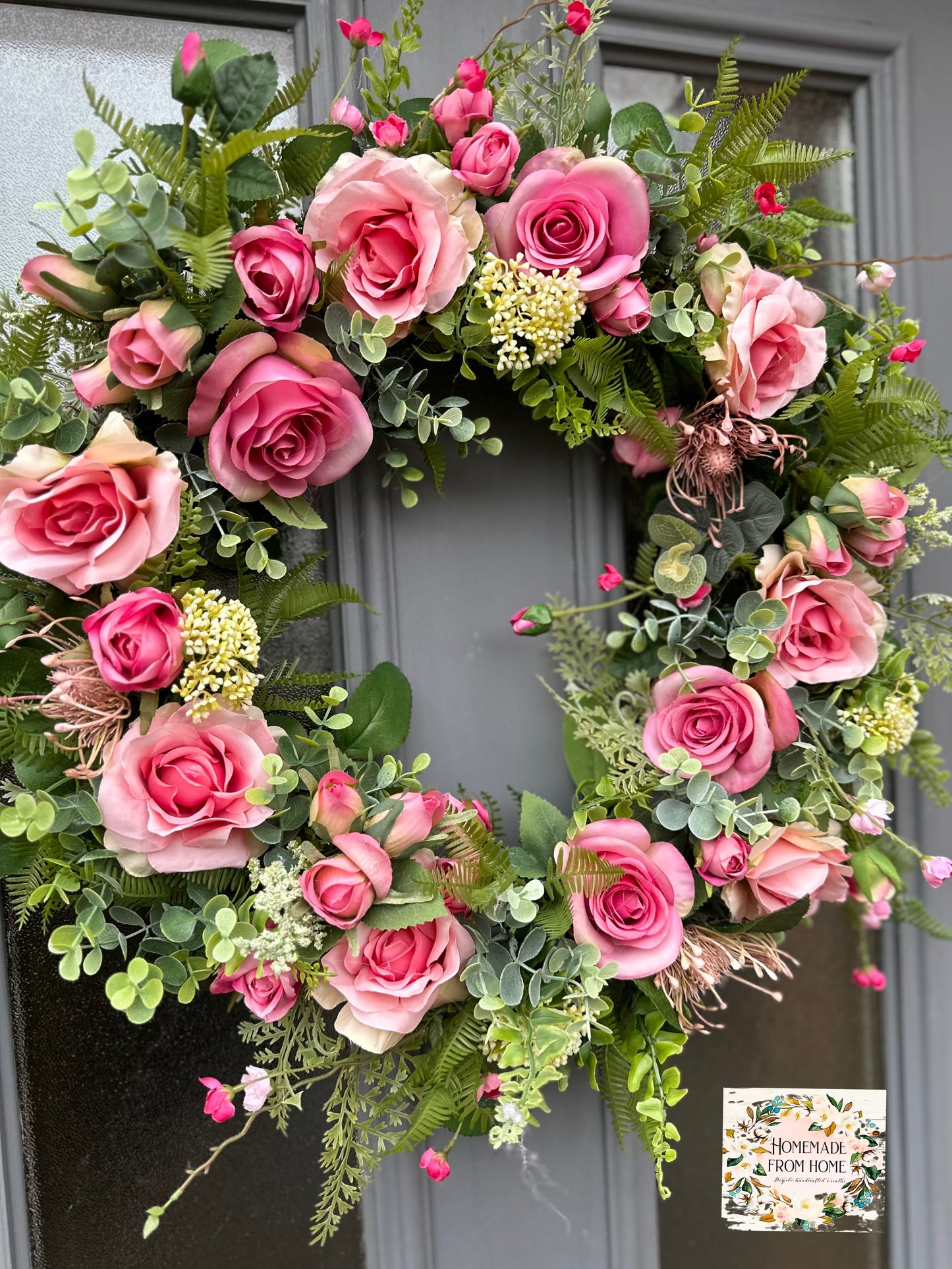 Pink rose wreath