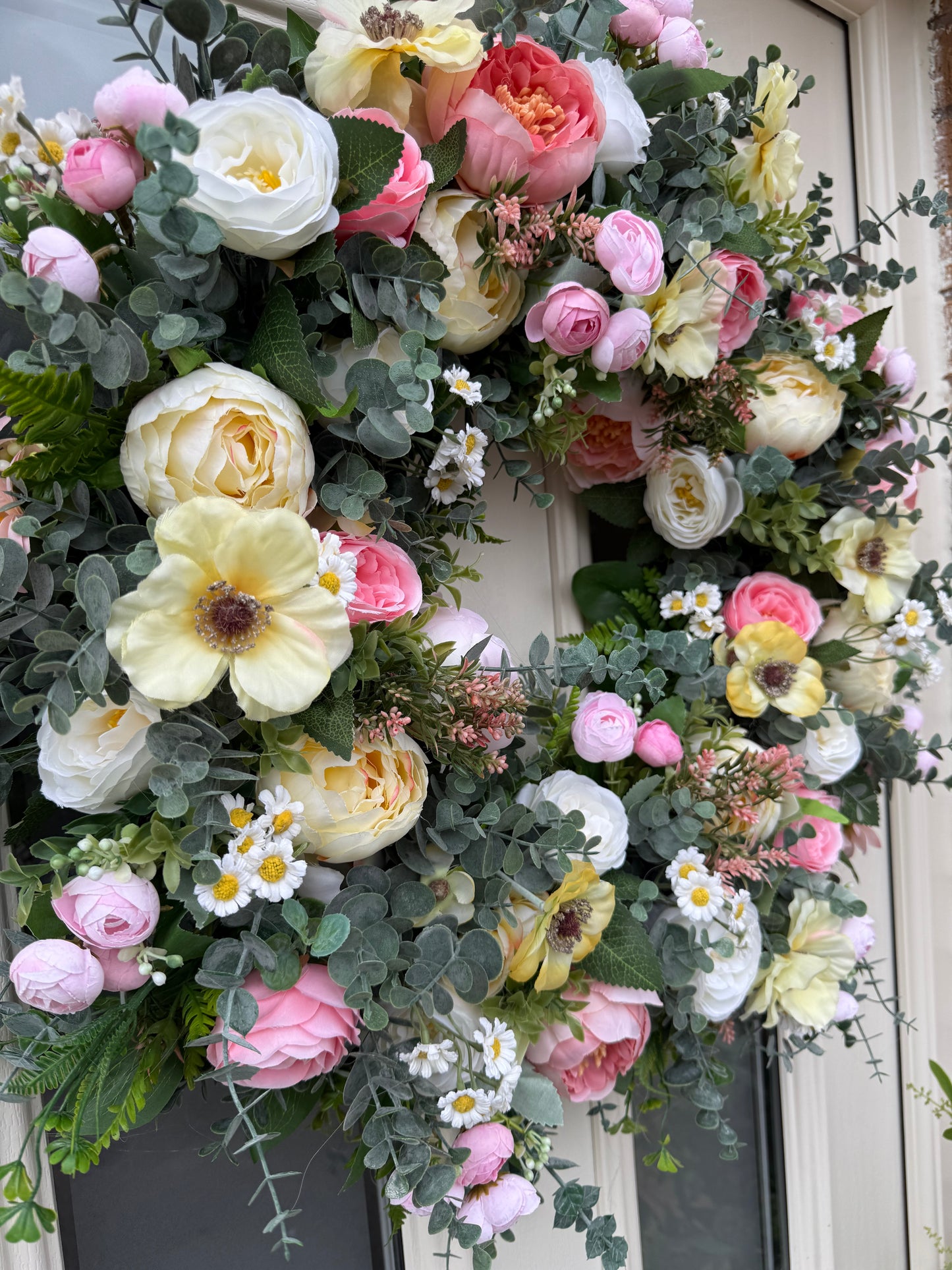 Summer pastel poppy wreath (ready to send)