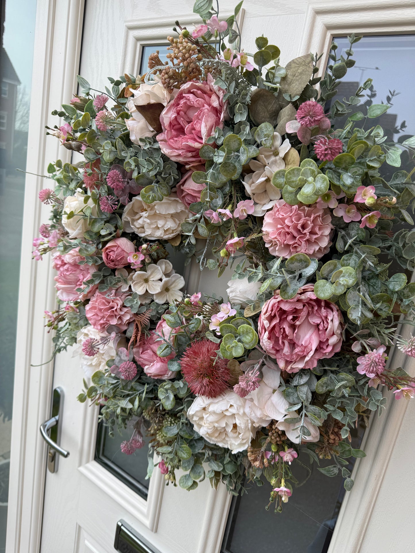 Cottage peony wreath ready to send