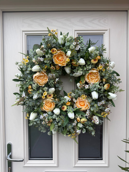 Lemon peony wreath (ready to send)