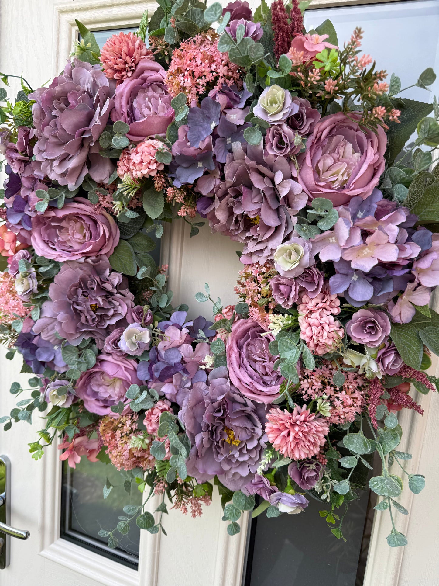 Mauve and blush hydrangea wreath