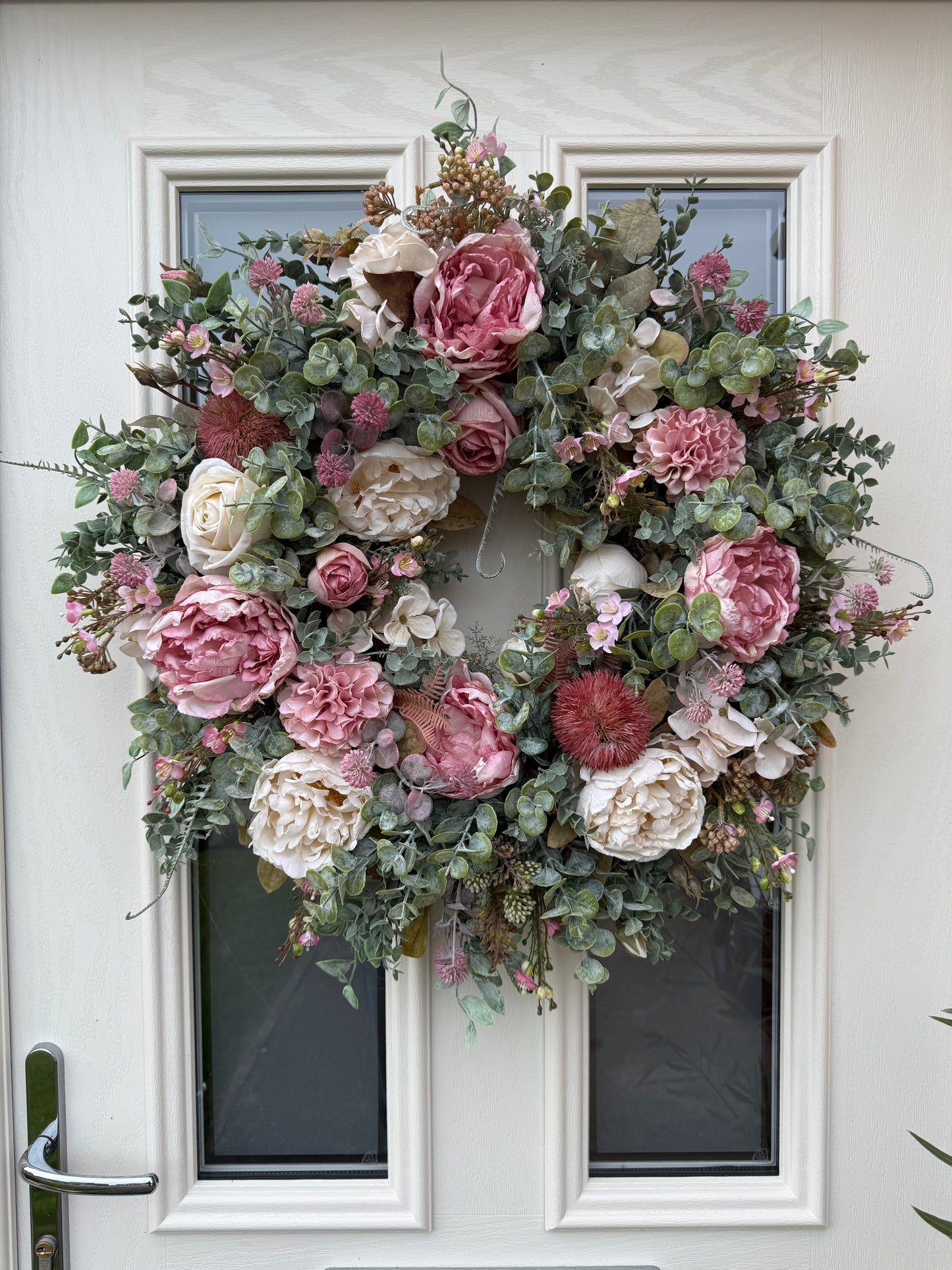 Cottage peony wreath ready to send