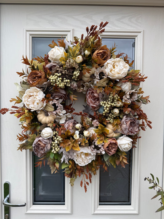 Farmhouse pumpkin wreath