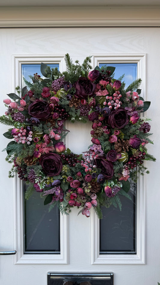 Burgundy berry winter wreath