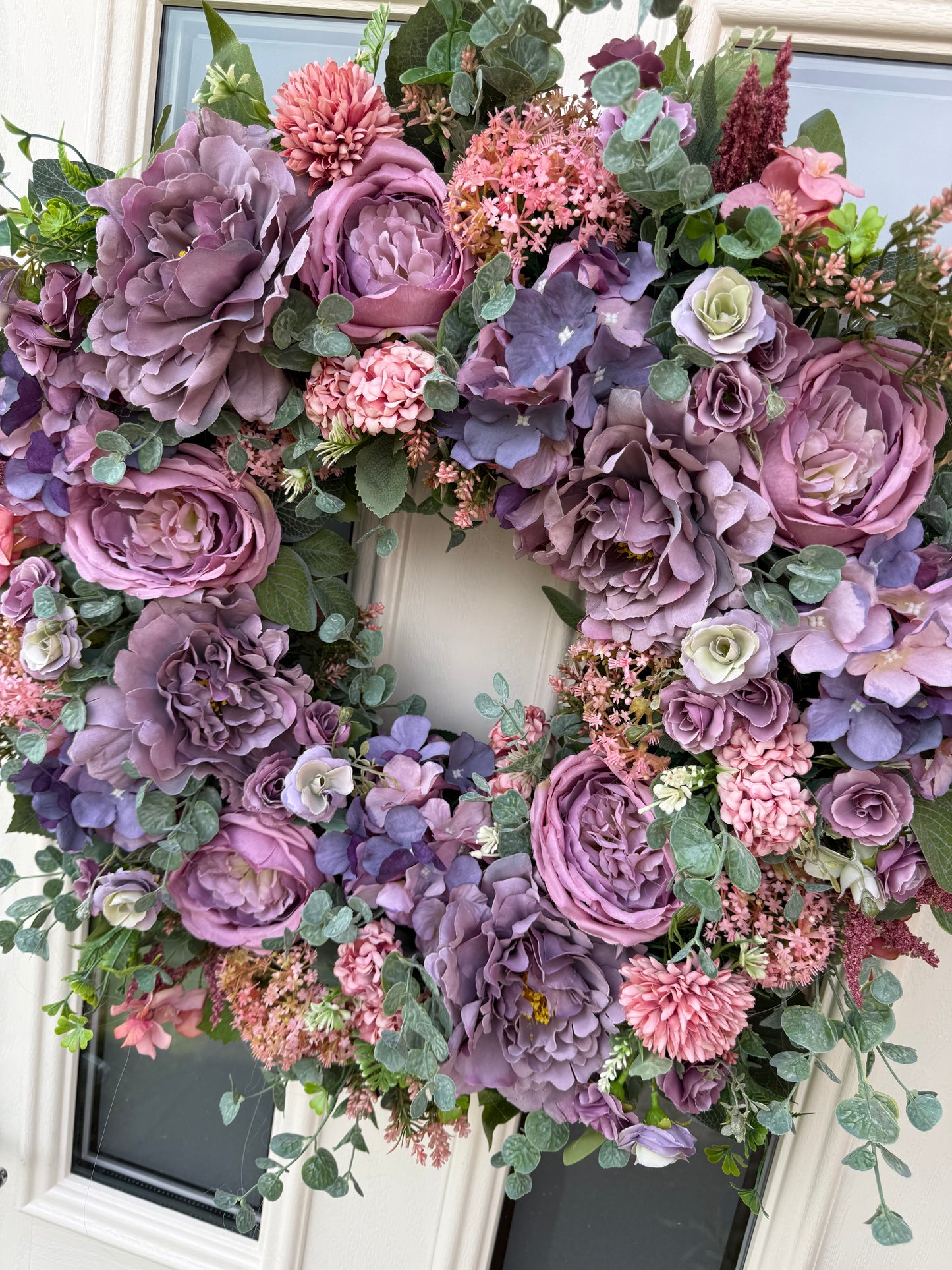 Mauve and blush hydrangea wreath