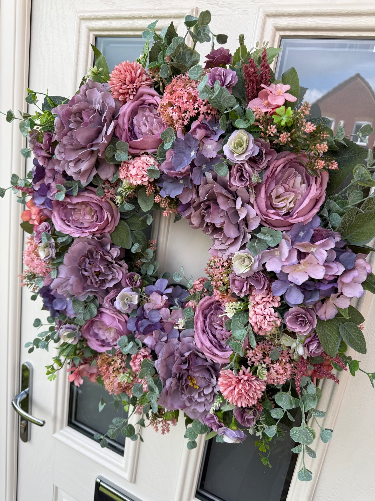 Mauve and blush hydrangea wreath