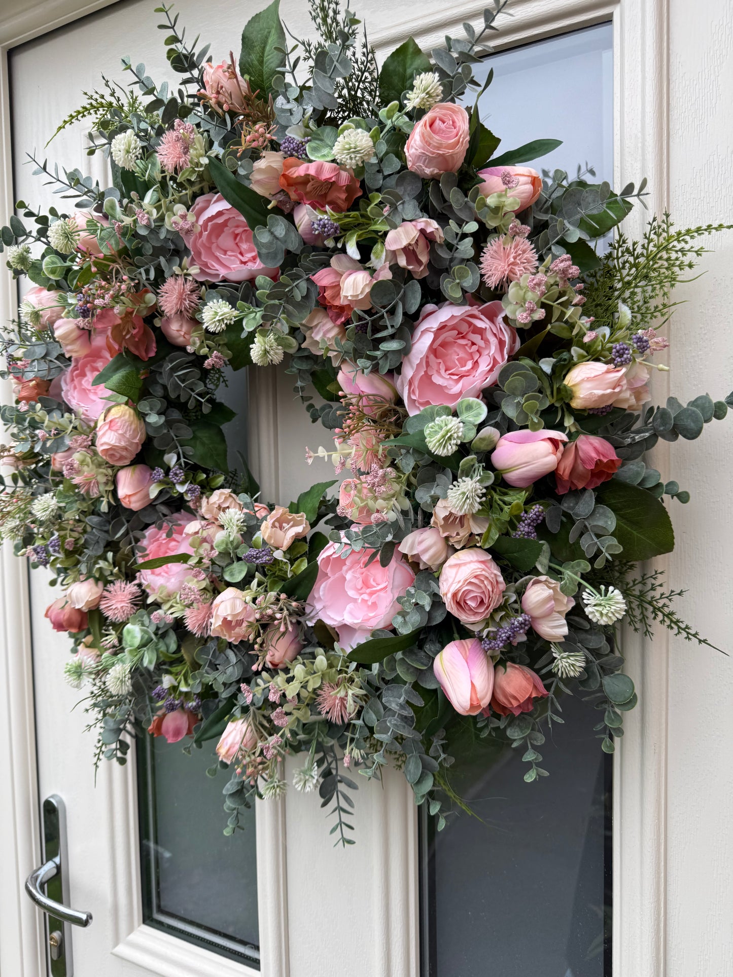 Pink peony & tulip spring wreath (ready to send )