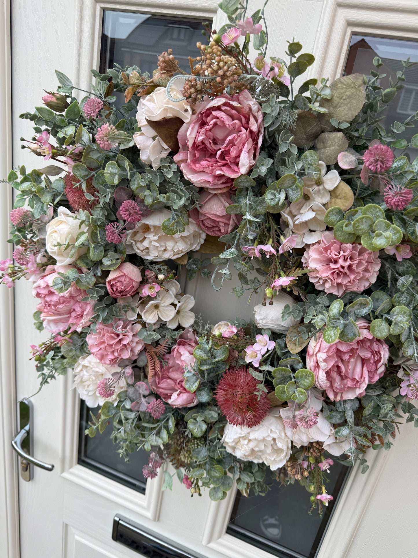 Cottage peony wreath ready to send