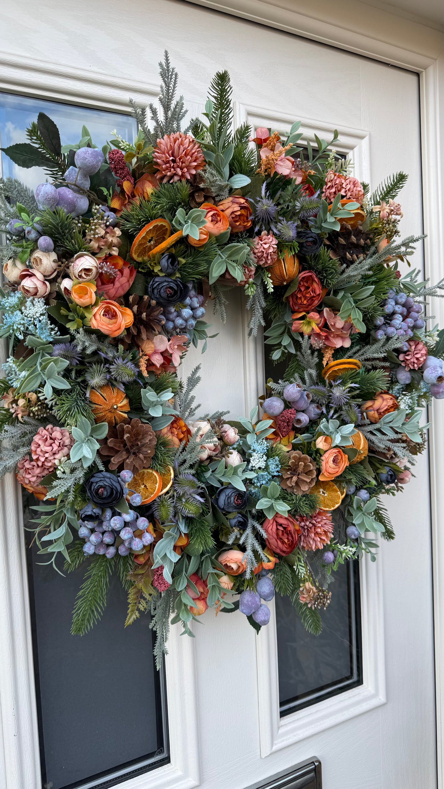 Blueberry and orange winter wreath