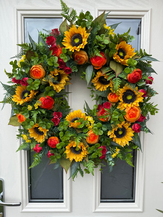 Sunflower sunset wreath (ready to send)