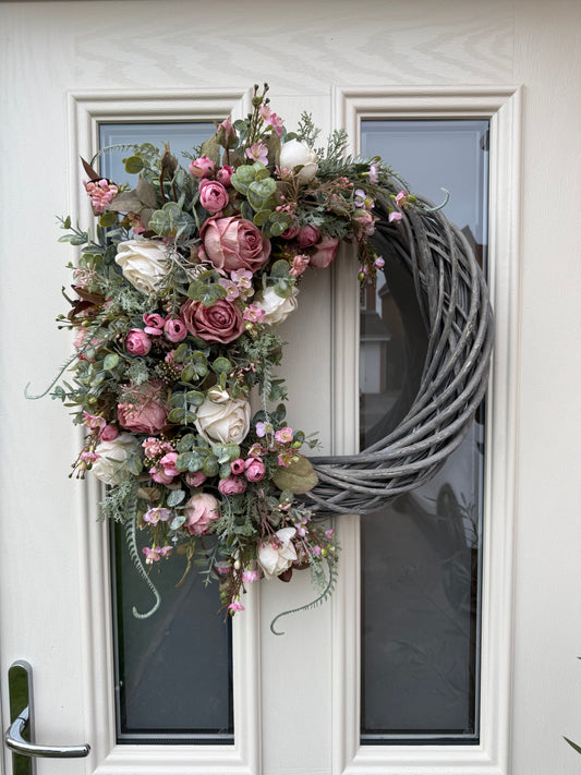 Cottage rose signature wreath (ready to send)