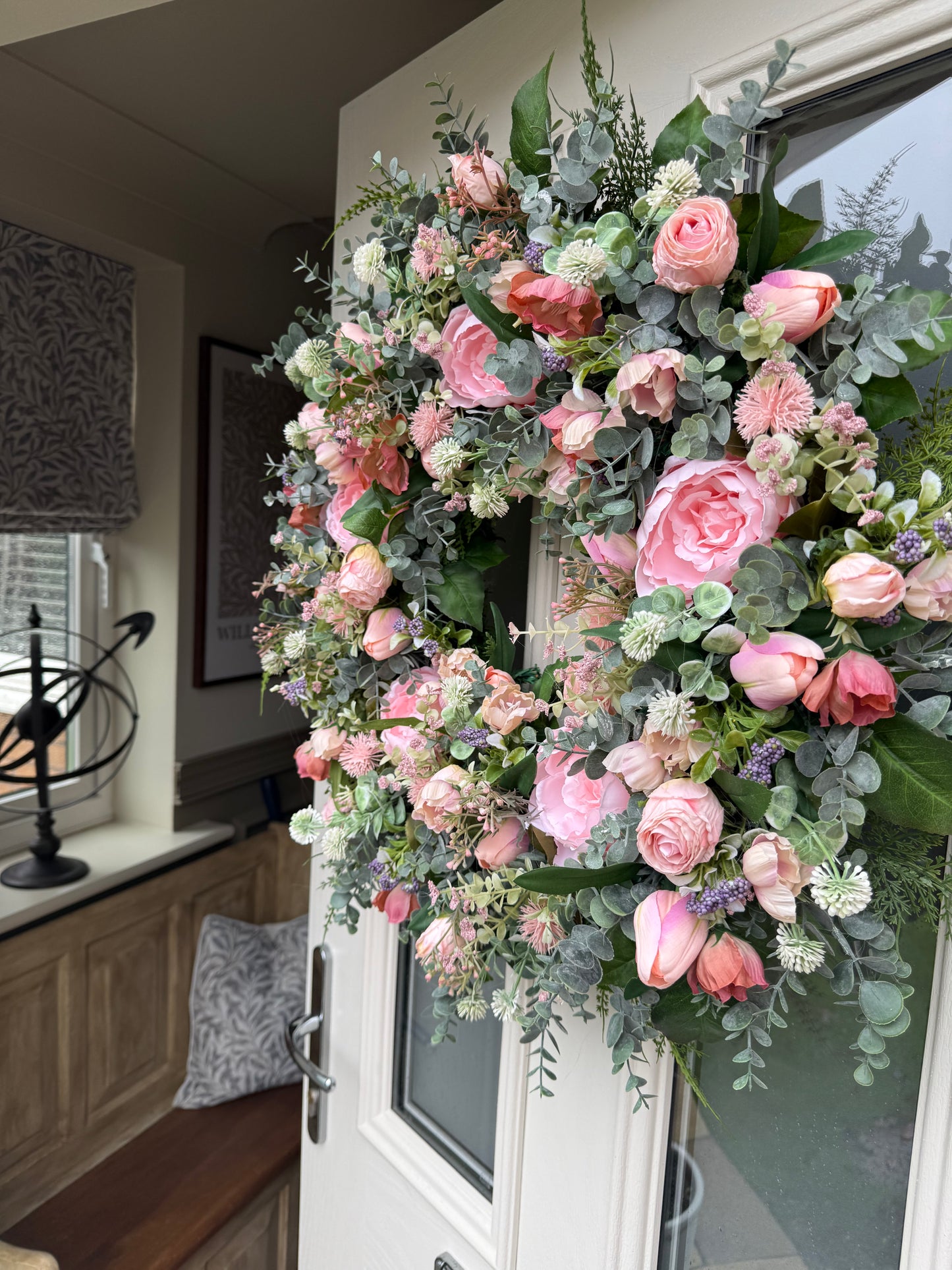 Pink peony & tulip spring wreath (ready to send )