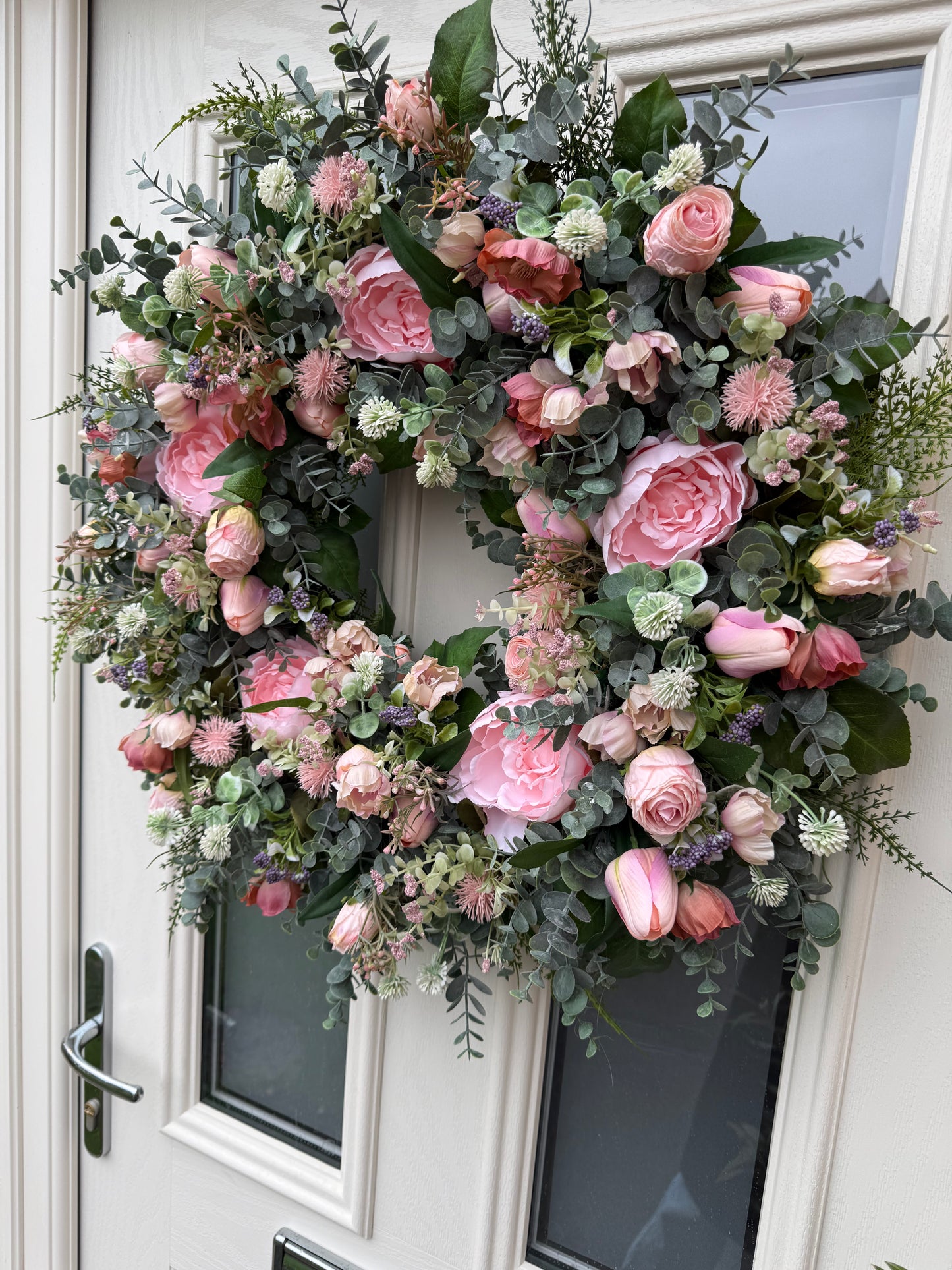 Pink peony & tulip spring wreath (ready to send )