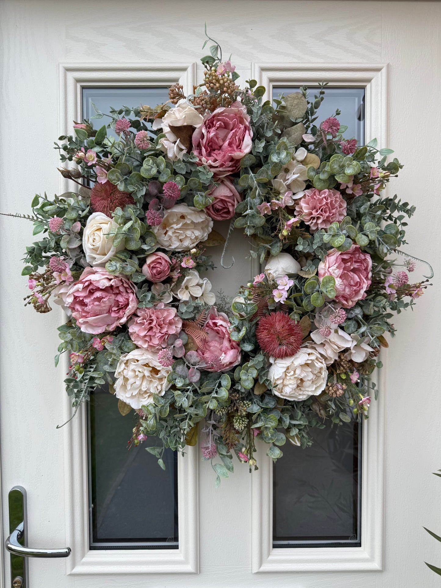 Cottage peony wreath ready to send