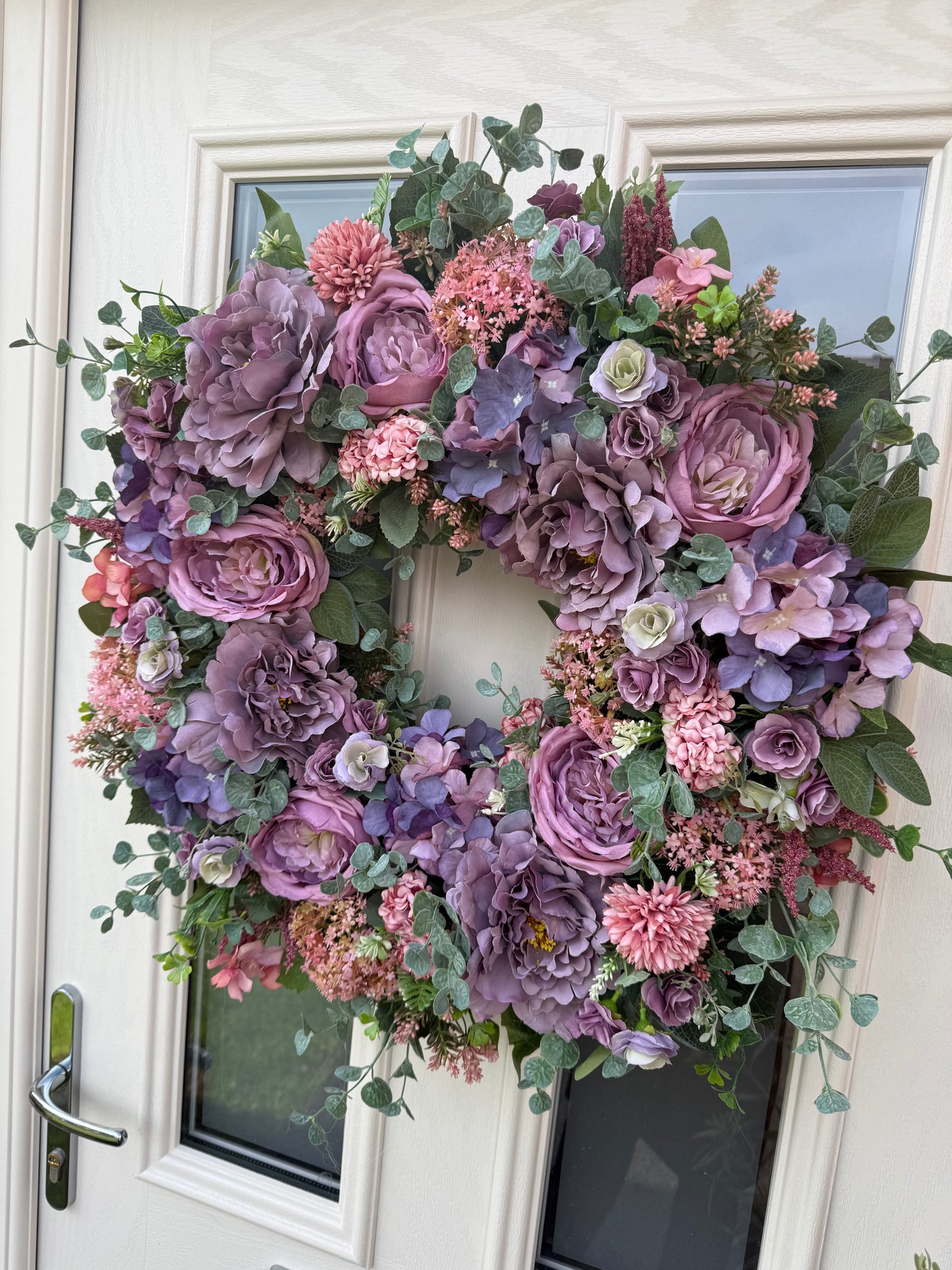 Mauve and blush hydrangea wreath