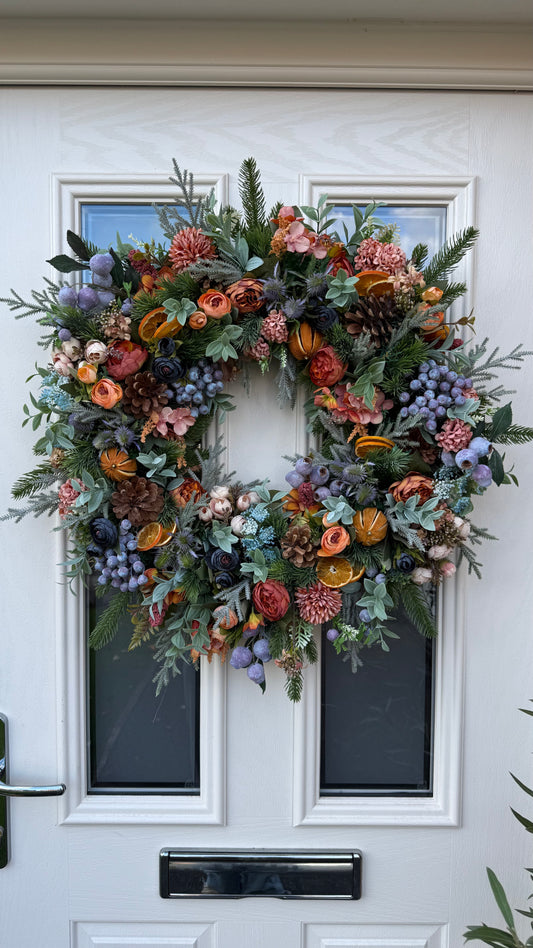 Blueberry and orange winter wreath