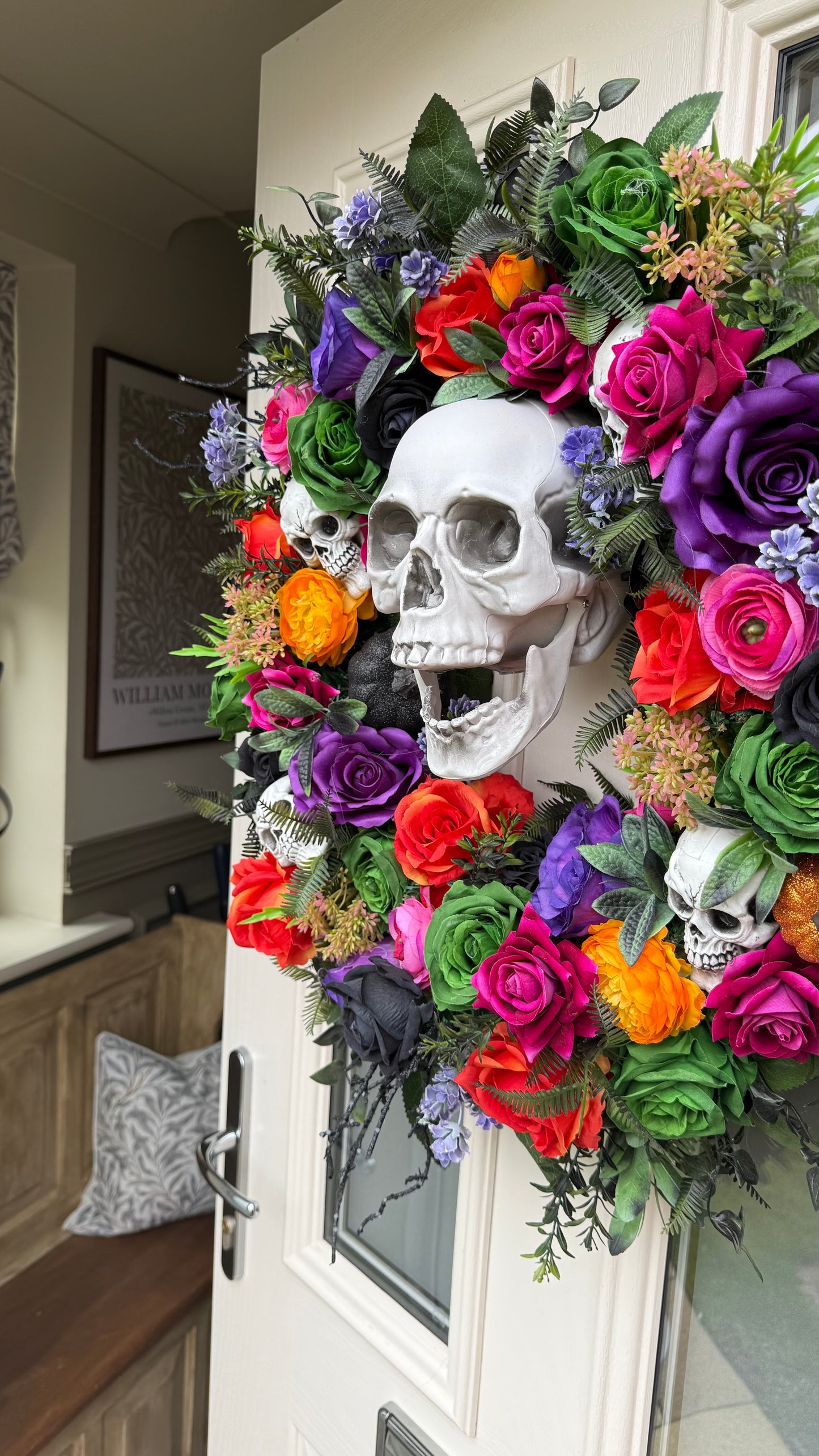 Colourful skull wreath