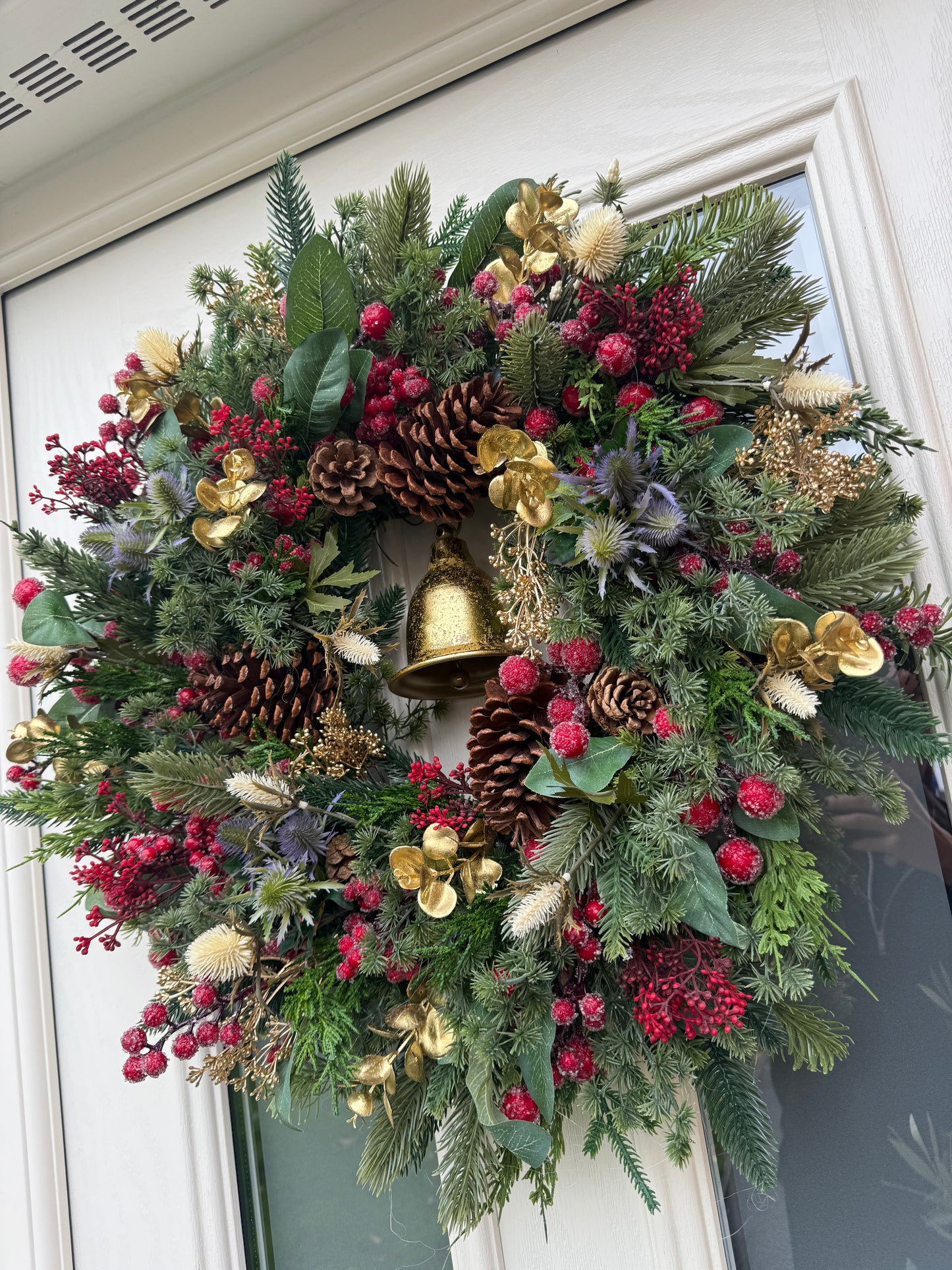 Frosted berry and thistle bell wreath (made to order)