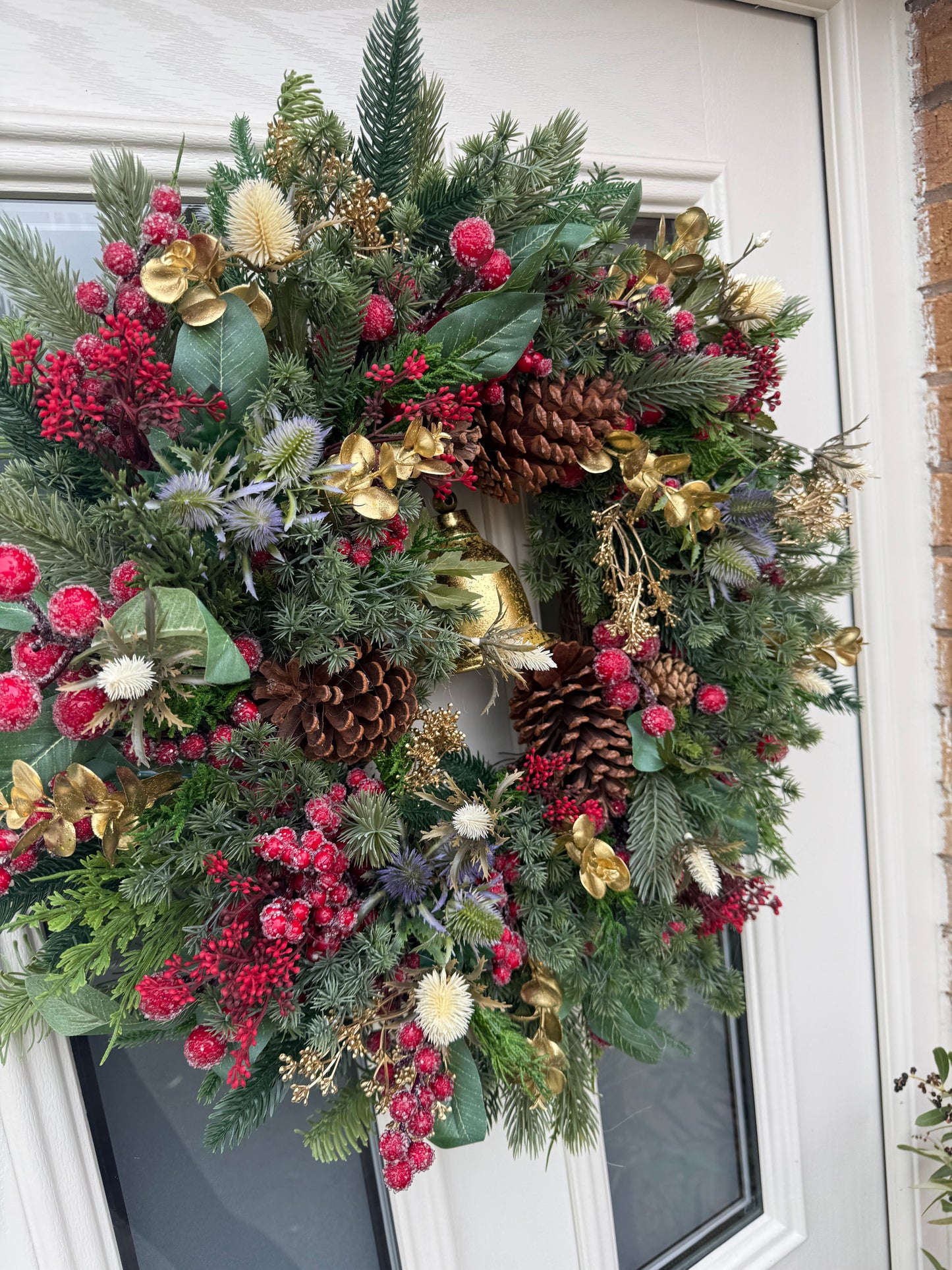 Frosted berry and thistle bell wreath (made to order)
