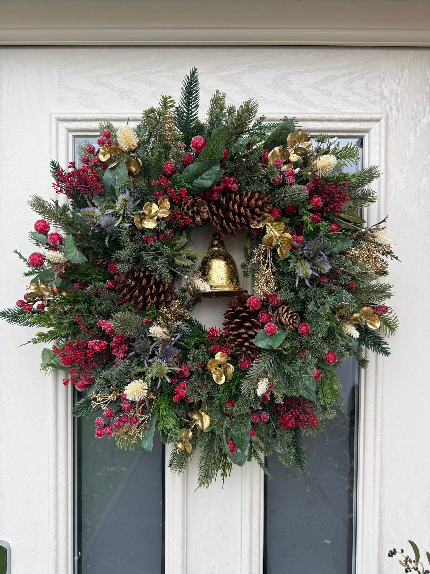 Frosted berry and thistle bell wreath (made to order)