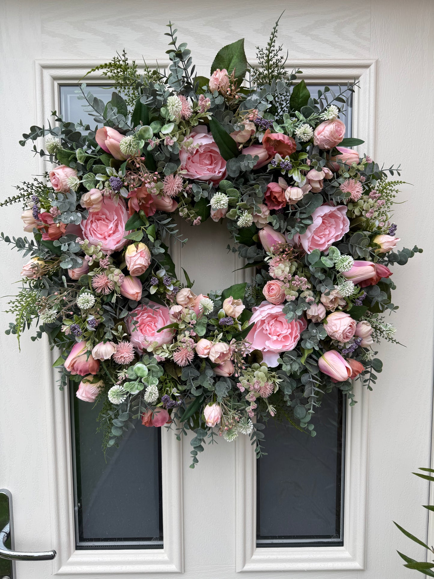 Pink peony & tulip spring wreath (ready to send )