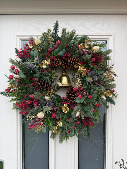 Frosted berry and thistle bell wreath (made to order)
