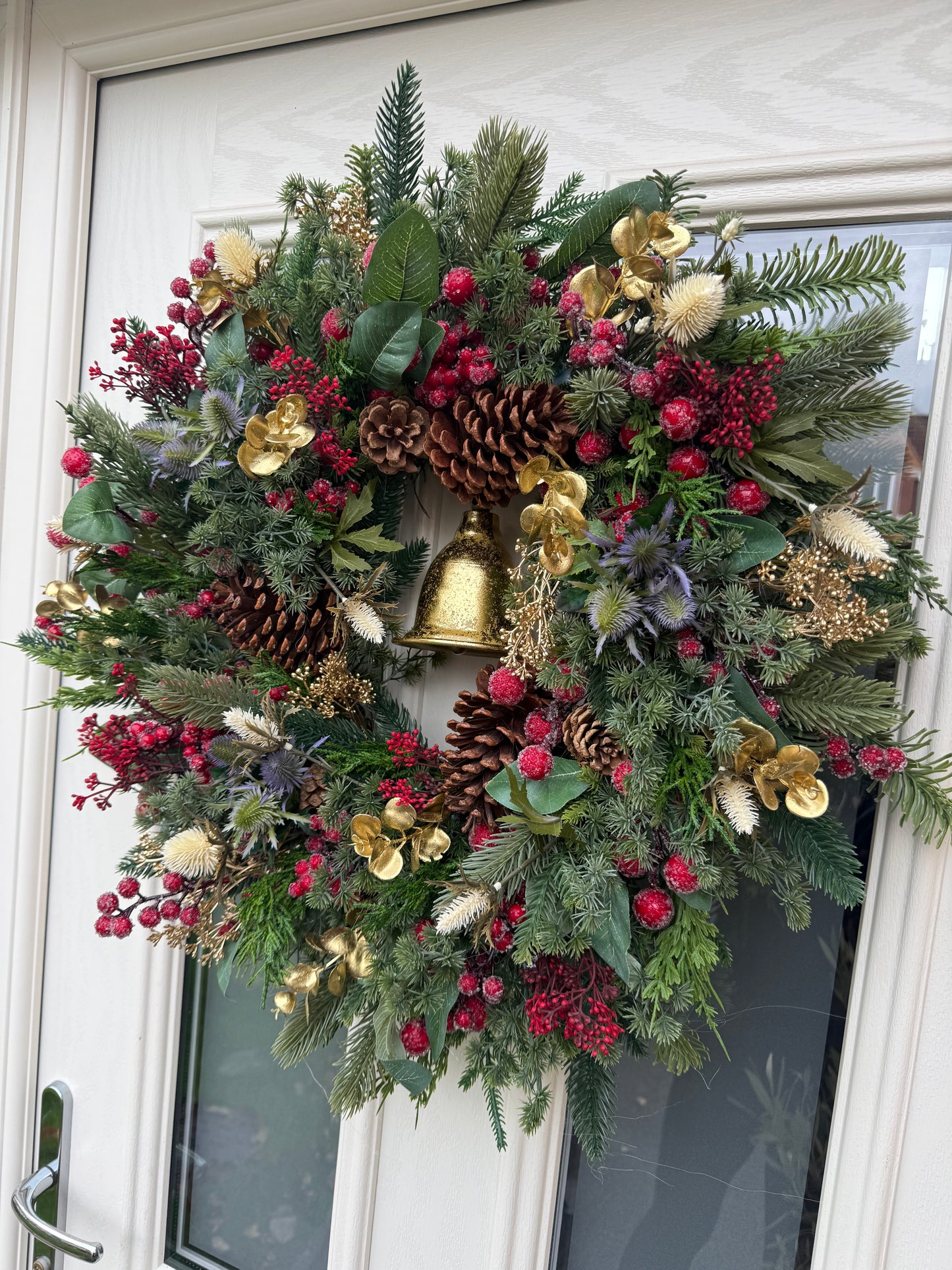 Frosted berry and thistle bell wreath (made to order)